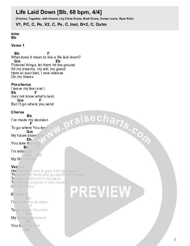 Life Laid Down Chord Chart (Futures)