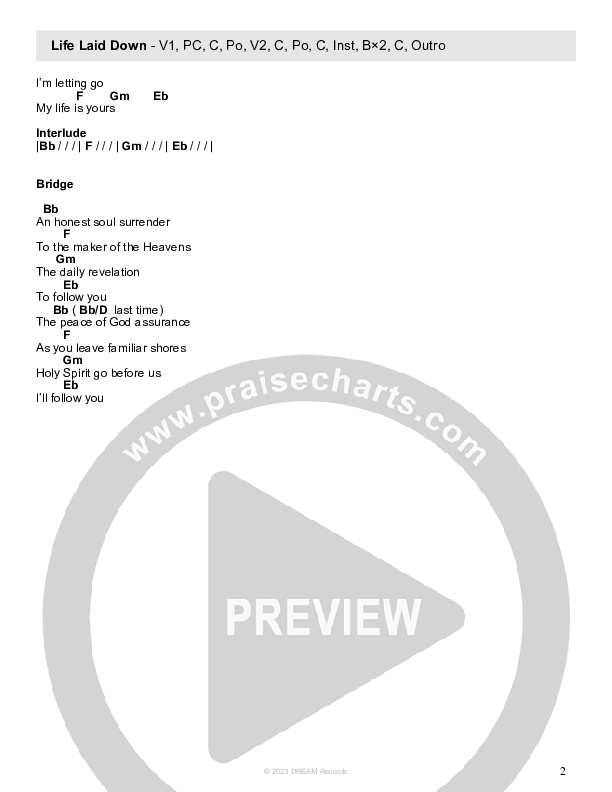 Life Laid Down Chord Chart (Futures)