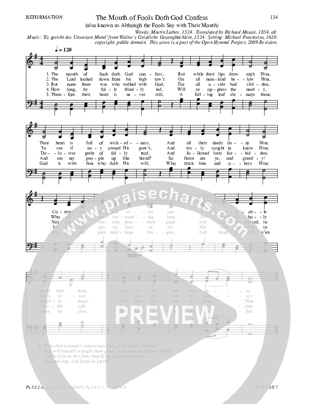 The Mouth Of Fools Doth God Confess Hymn Sheet (SATB) (Traditional Hymn)