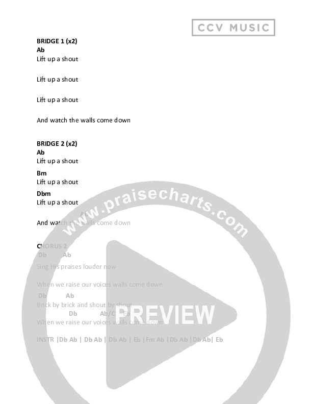 Brick By Brick Chord Chart (CCV Music)