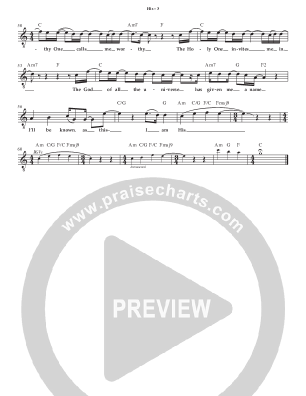 His Lead Sheet Melody (Patrick Mayberry)