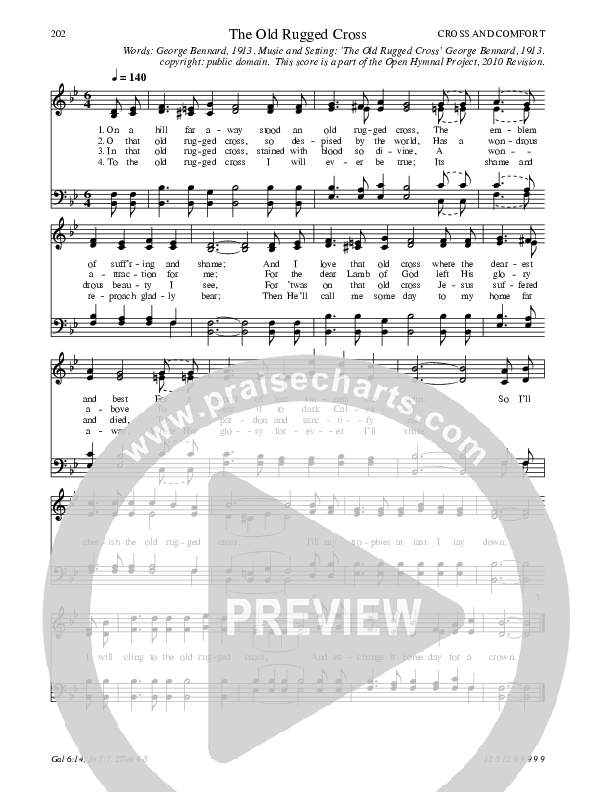 The Old Rugged Cross Hymn Sheet (SATB) (Traditional Hymn)