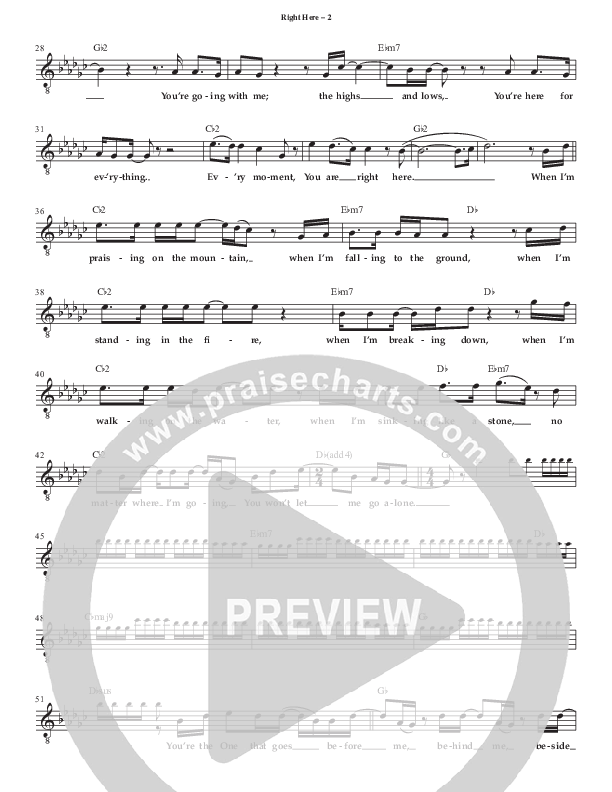 Right Here Lead Sheet Melody (Patrick Mayberry)