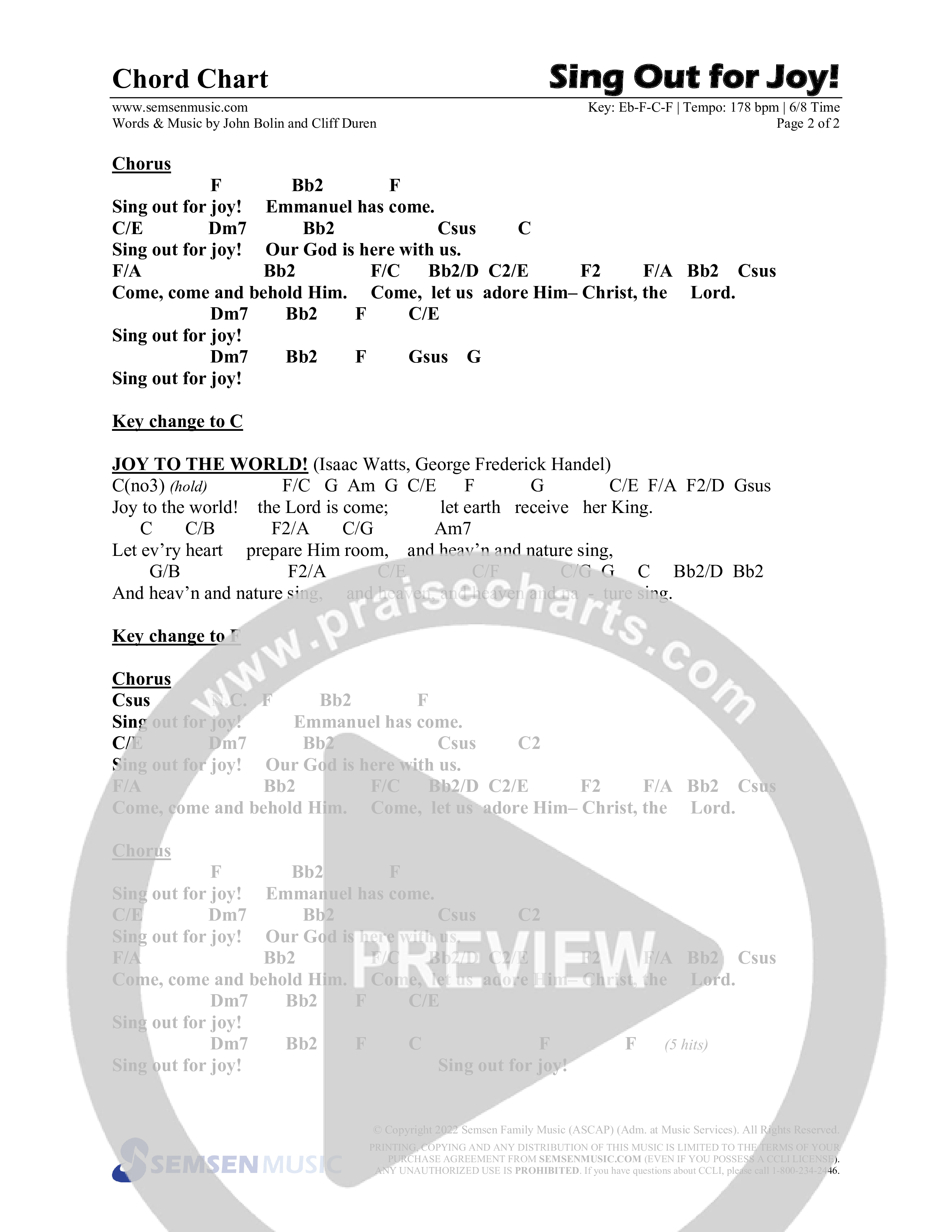 Wonderful (8 Song Choral Collection) Song 2 (Lead & Chords) (Semsen Music / Arr. John Bolin / Orch. Cliff Duren)