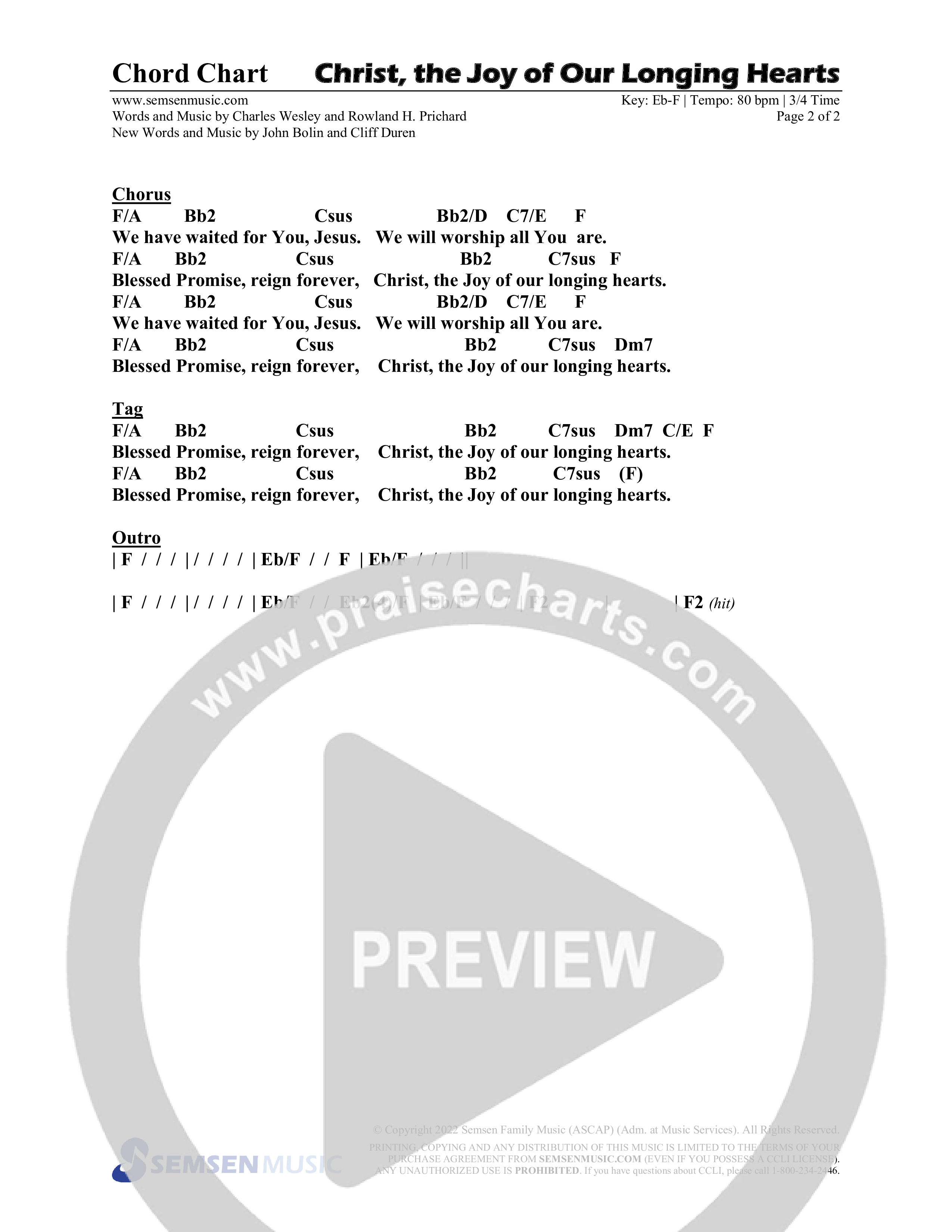 Wonderful (8 Song Choral Collection) Song 3 (Lead & Chords) (Semsen Music / Arr. John Bolin / Orch. Cliff Duren)