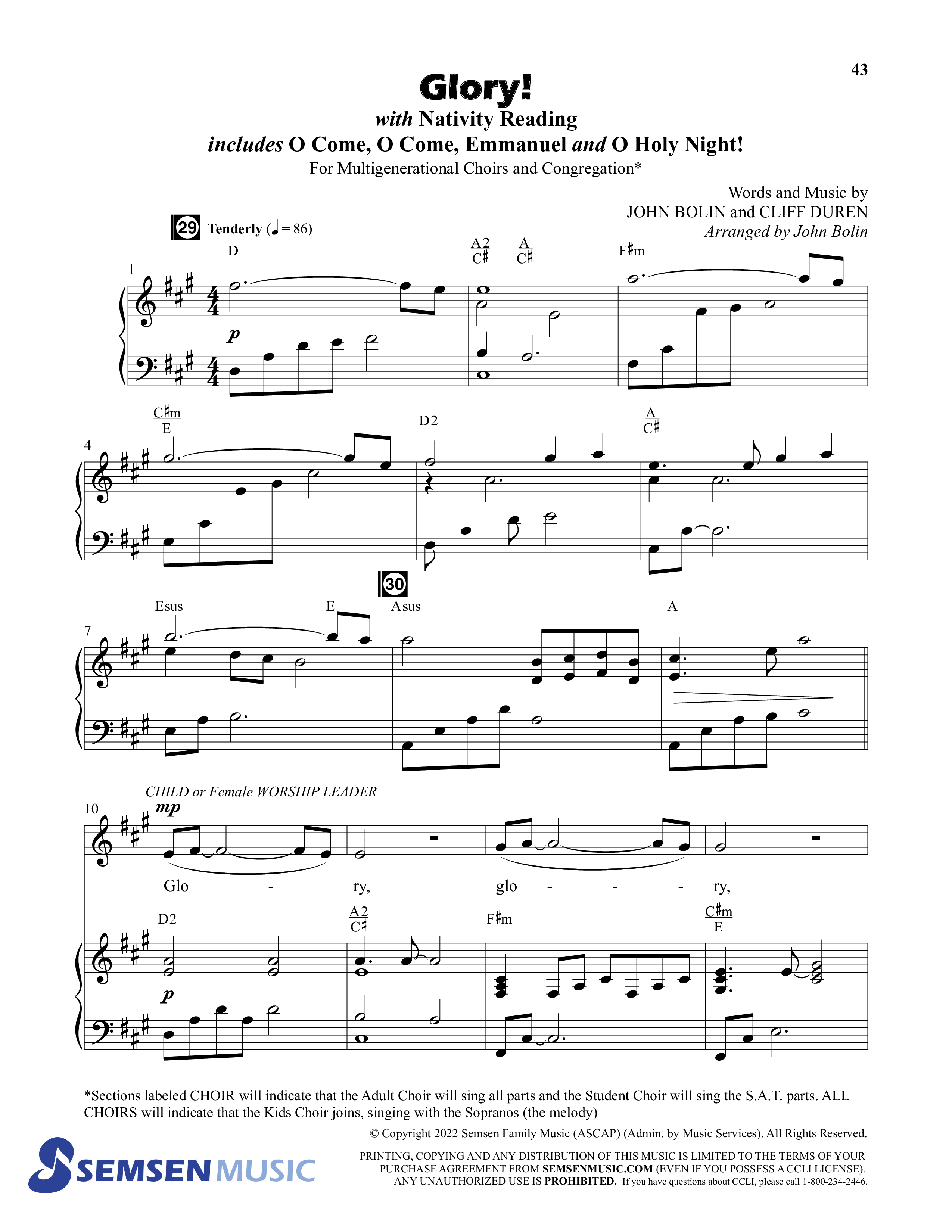 Wonderful (8 Song Choral Collection) Song 4 (Piano SATB) (Semsen Music / Arr. John Bolin / Orch. Cliff Duren)