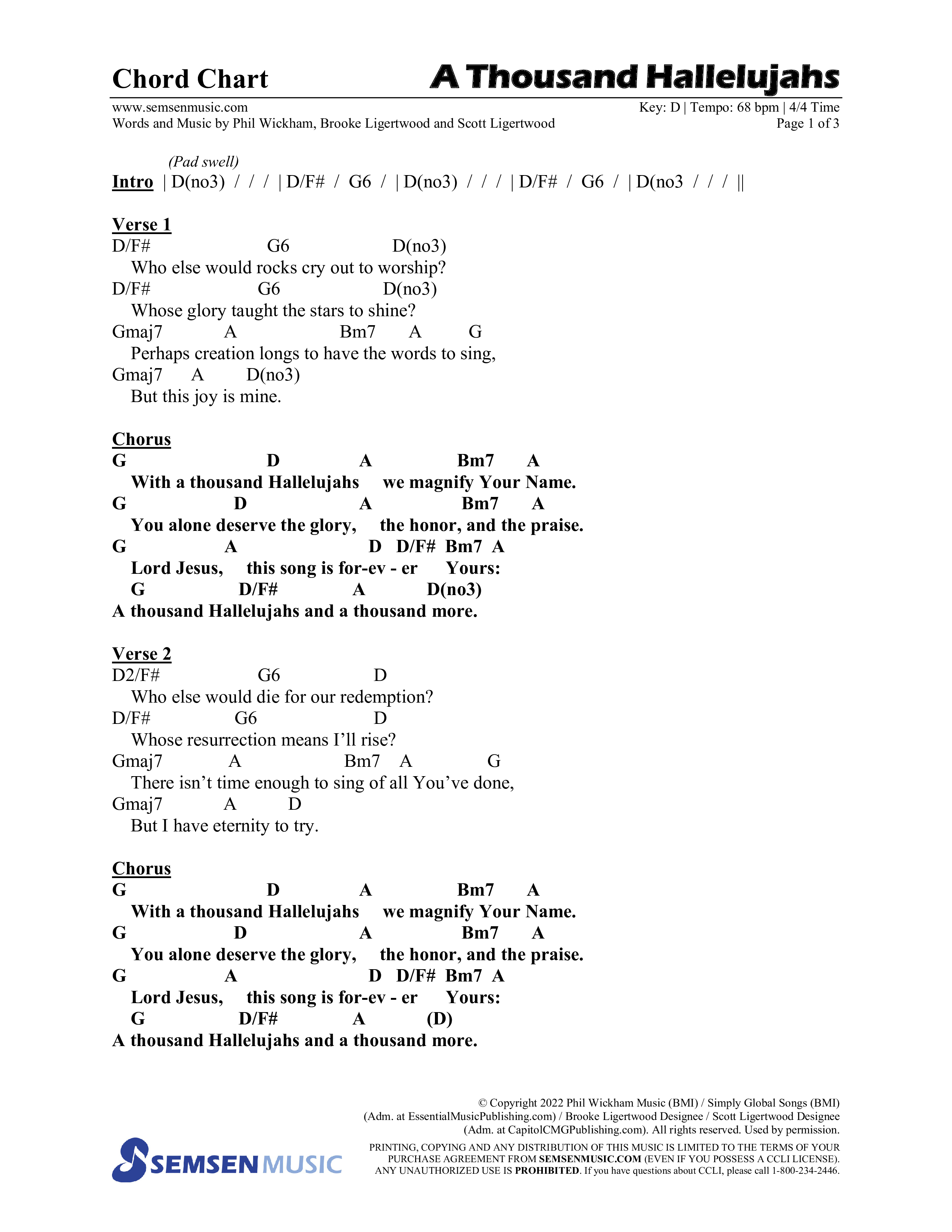 Wonderful (8 Song Choral Collection) Song 7 (Lead & Chords) (Semsen Music / Arr. John Bolin / Orch. Cliff Duren)
