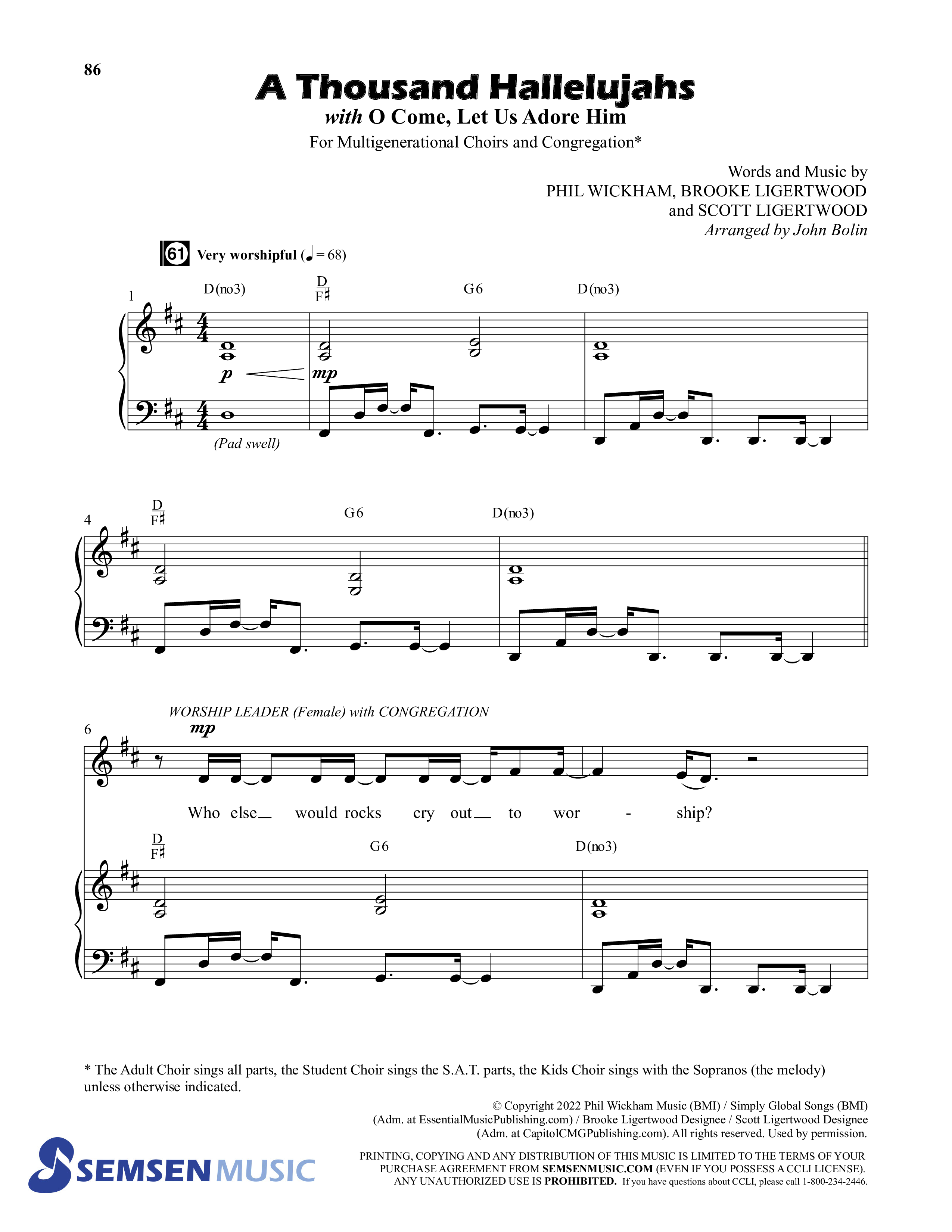 Wonderful (8 Song Choral Collection) Song 7 (Piano SATB) (Semsen Music / Arr. John Bolin / Orch. Cliff Duren)