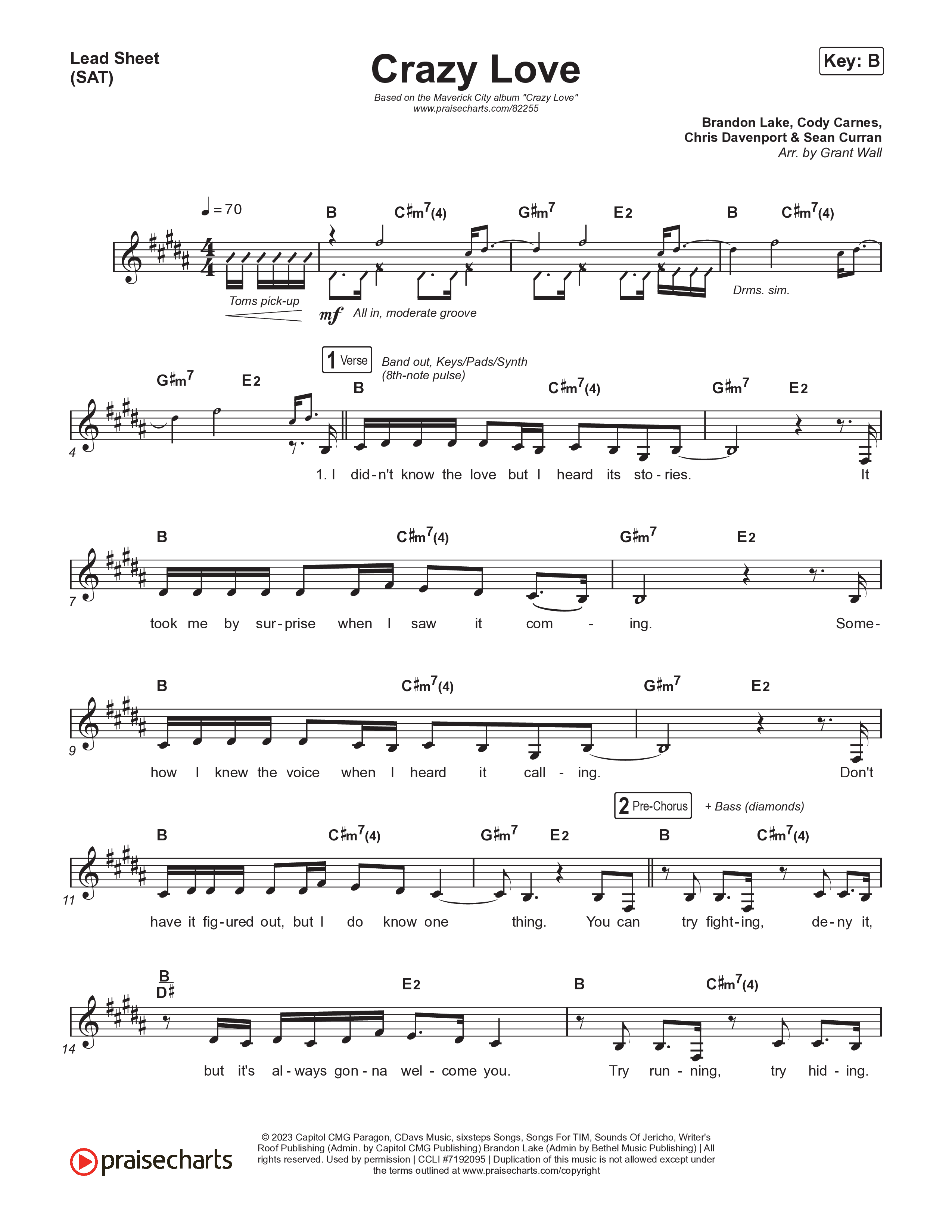 Crazy Love Lead Sheet (SAT) (Maverick City Music / JWLKRS Worship)