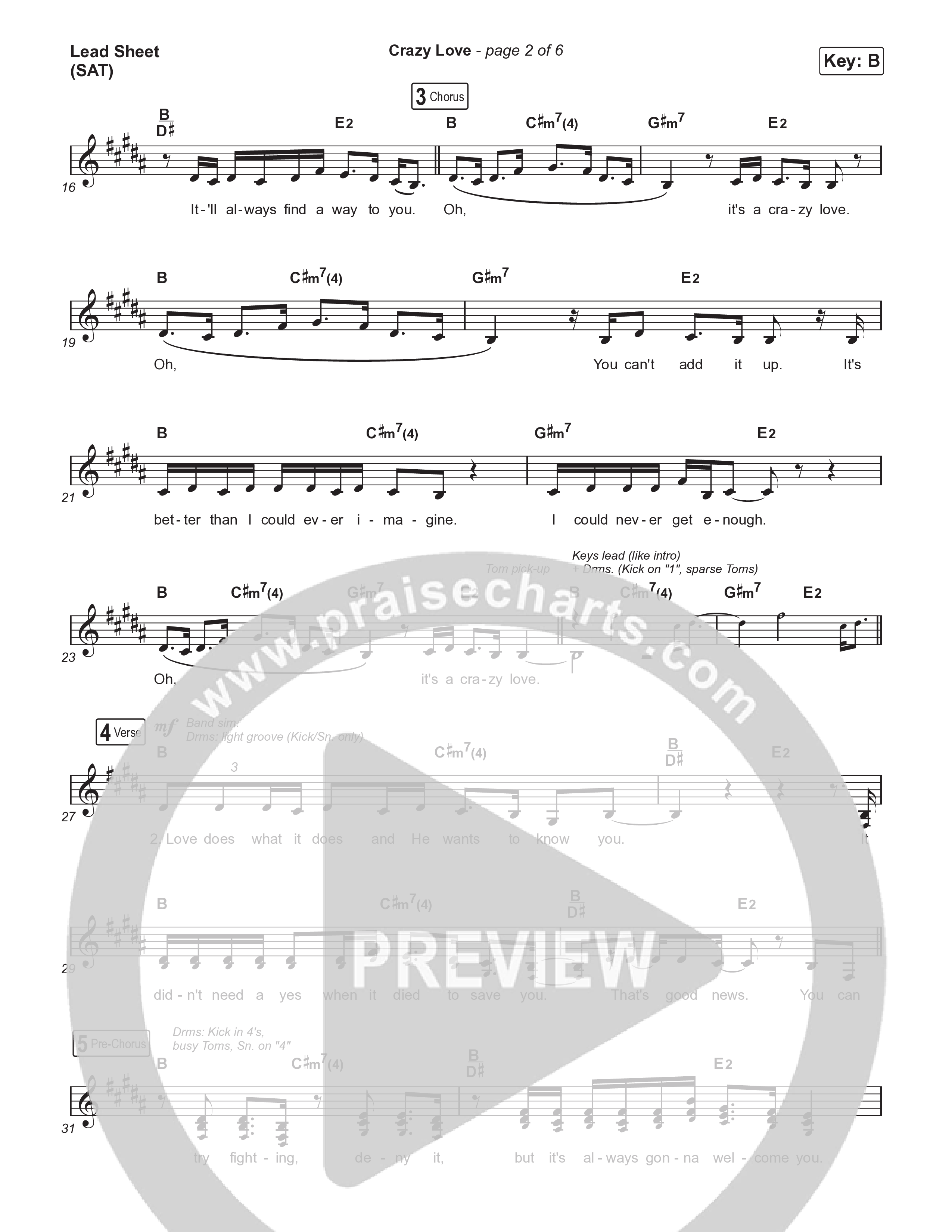 Crazy Love Lead Sheet (SAT) (Maverick City Music / JWLKRS Worship)