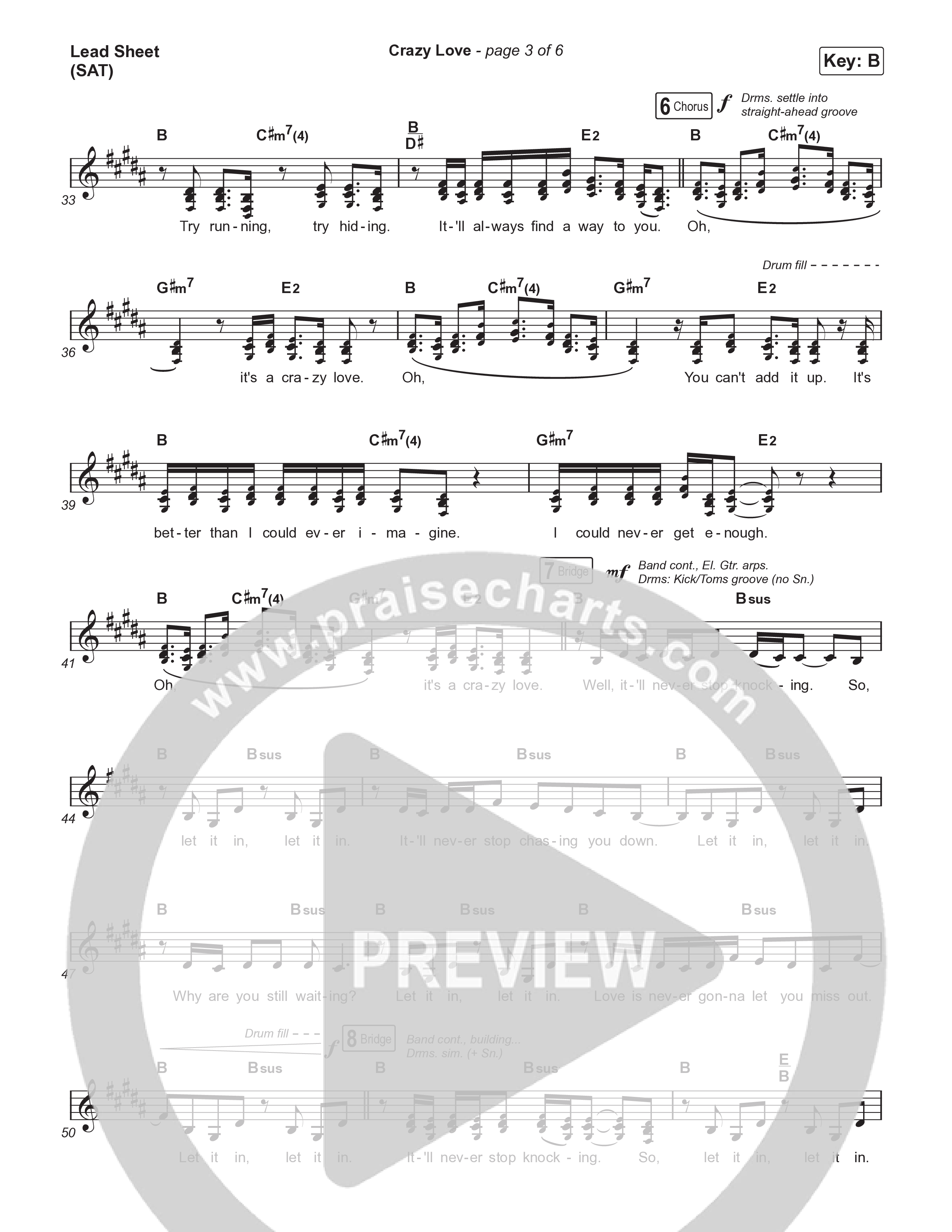 Crazy Love Lead Sheet (SAT) (Maverick City Music / JWLKRS Worship)