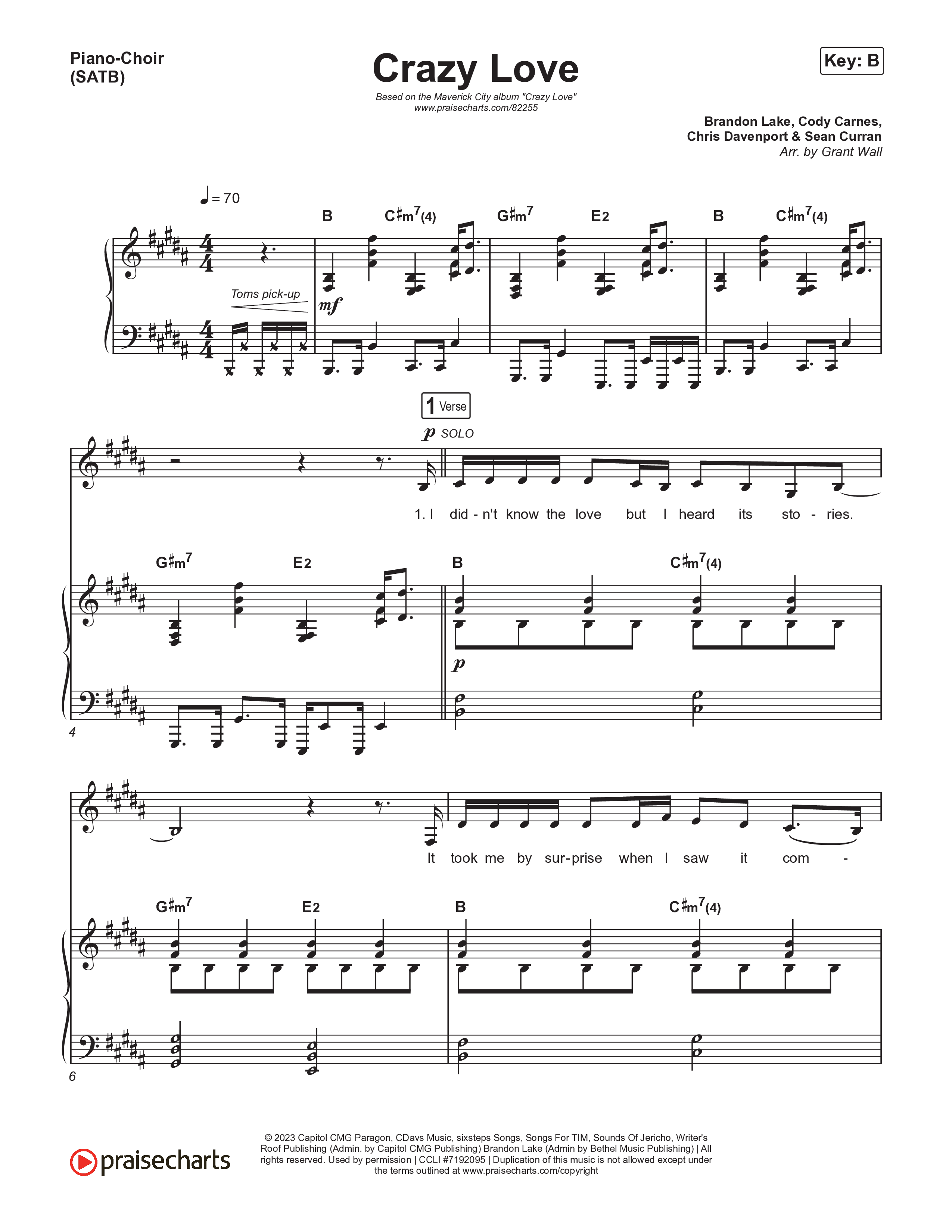 Crazy Love Piano/Vocal (SATB) (Maverick City Music / JWLKRS Worship)