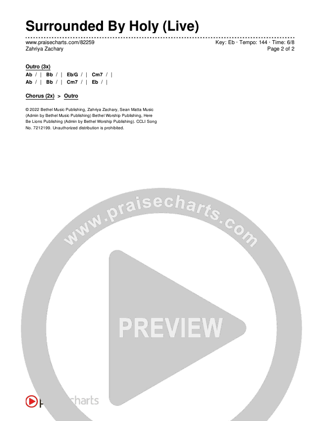 Surrounded By Holy (Live) Chords & Lyrics (Zahriya Zachary)