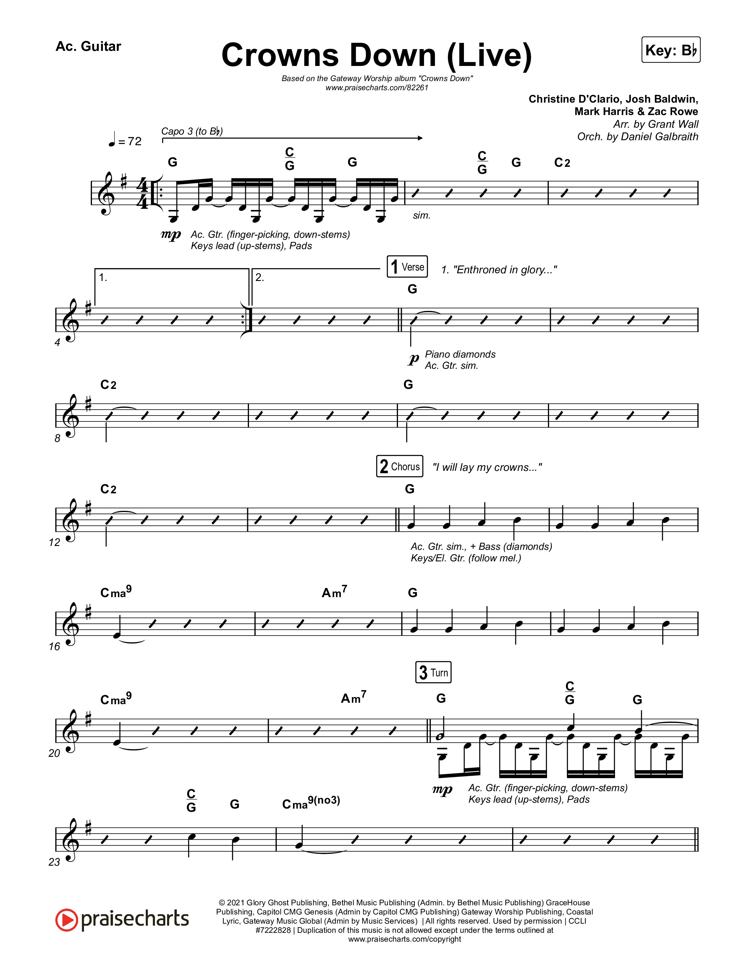 Crowns Down (Live) Acoustic Guitar (Gateway Worship / Josh Baldwin)