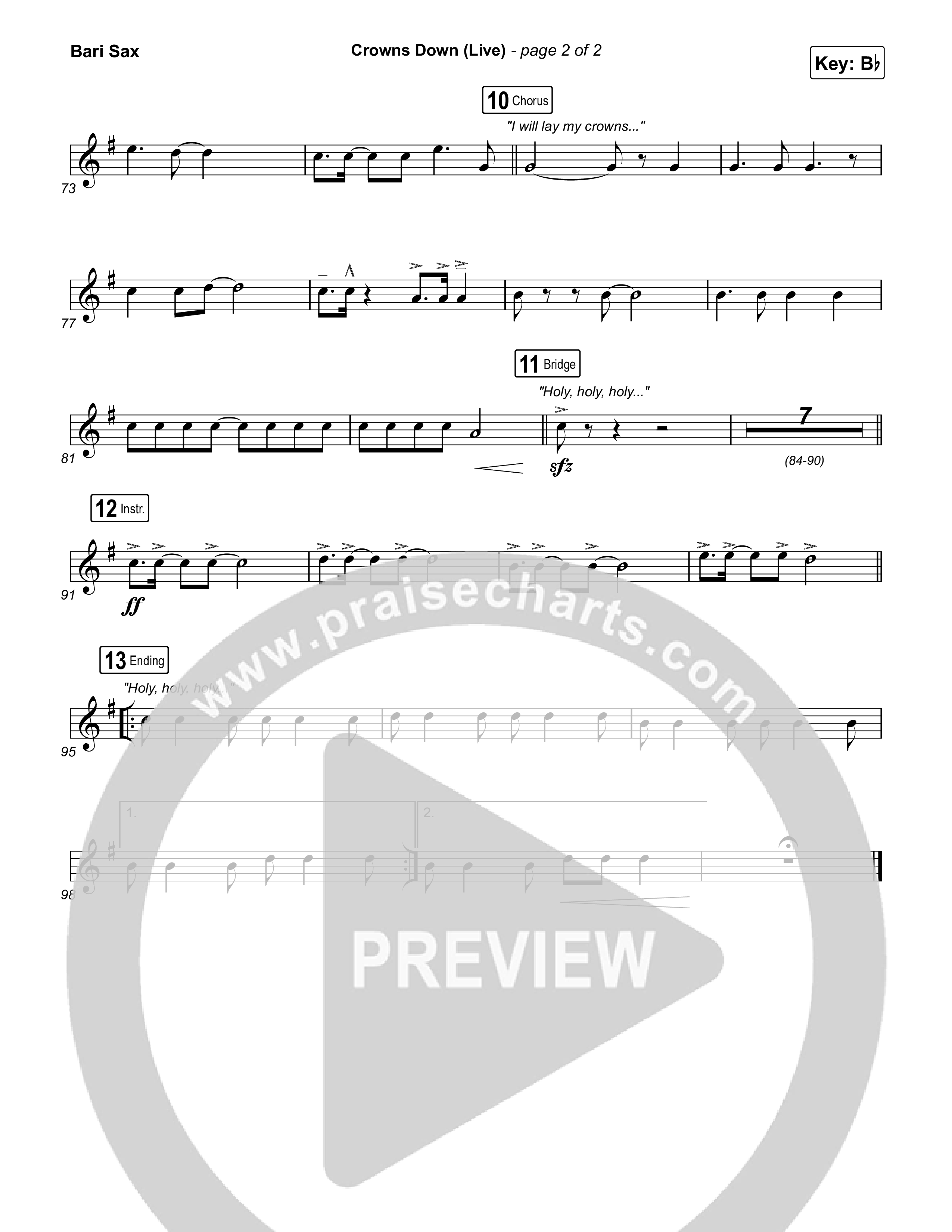 Crowns Down (Live) Bari Sax (Gateway Worship / Josh Baldwin)