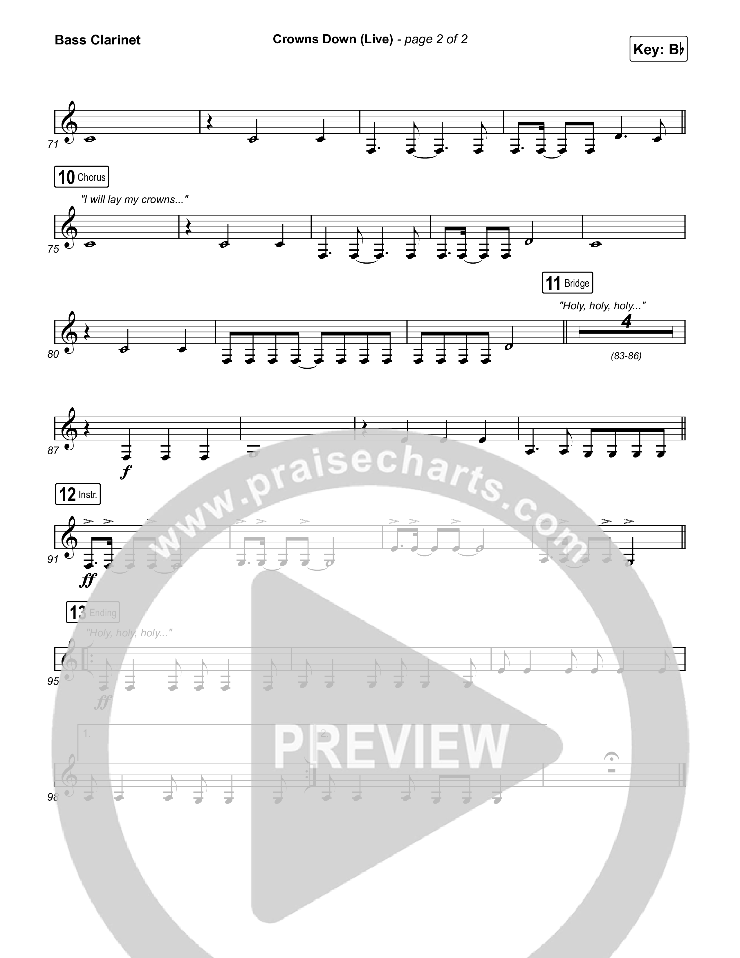 Crowns Down (Live) Bass Clarinet (Gateway Worship / Josh Baldwin)