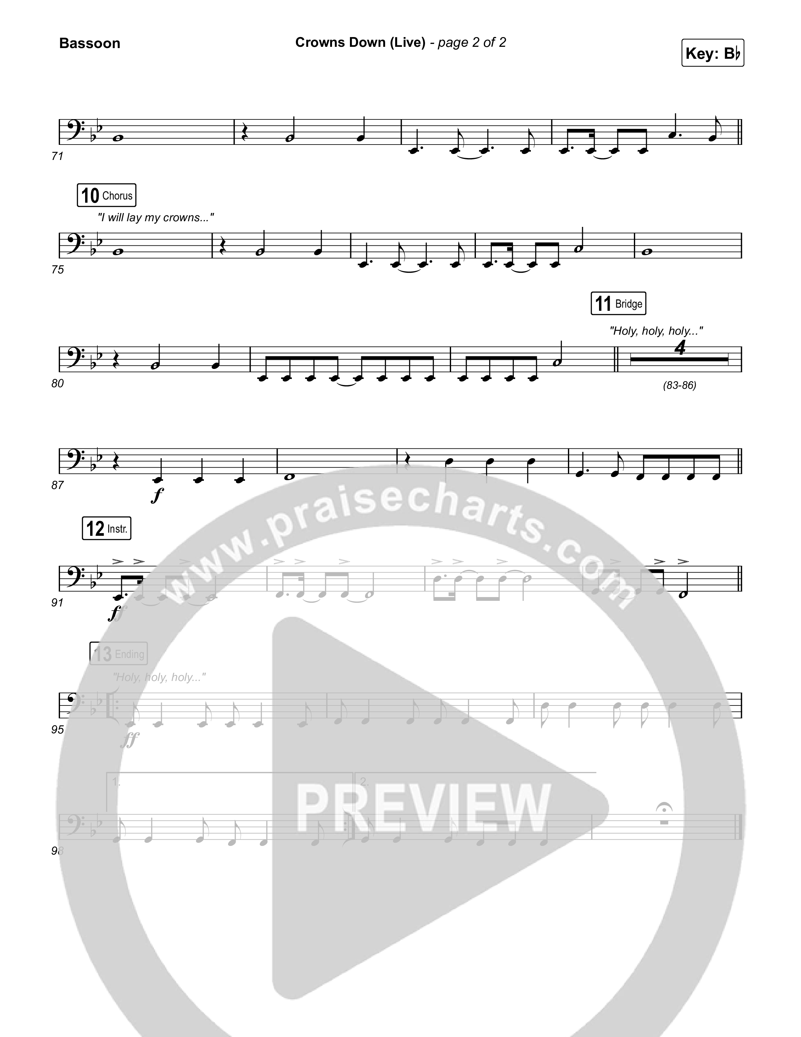 Crowns Down (Live) Bassoon (Gateway Worship / Josh Baldwin)