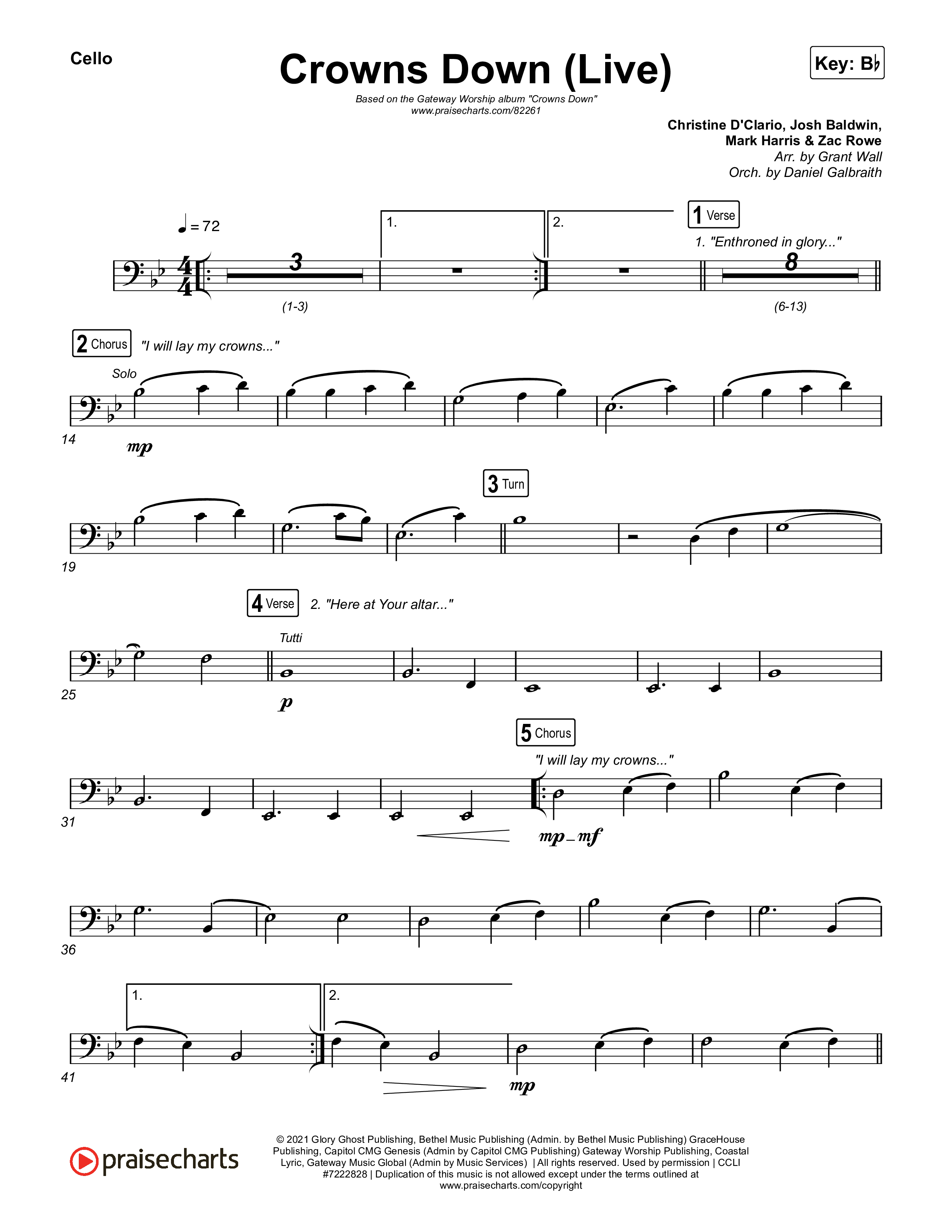 Crowns Down (Live) Cello (Gateway Worship / Josh Baldwin)