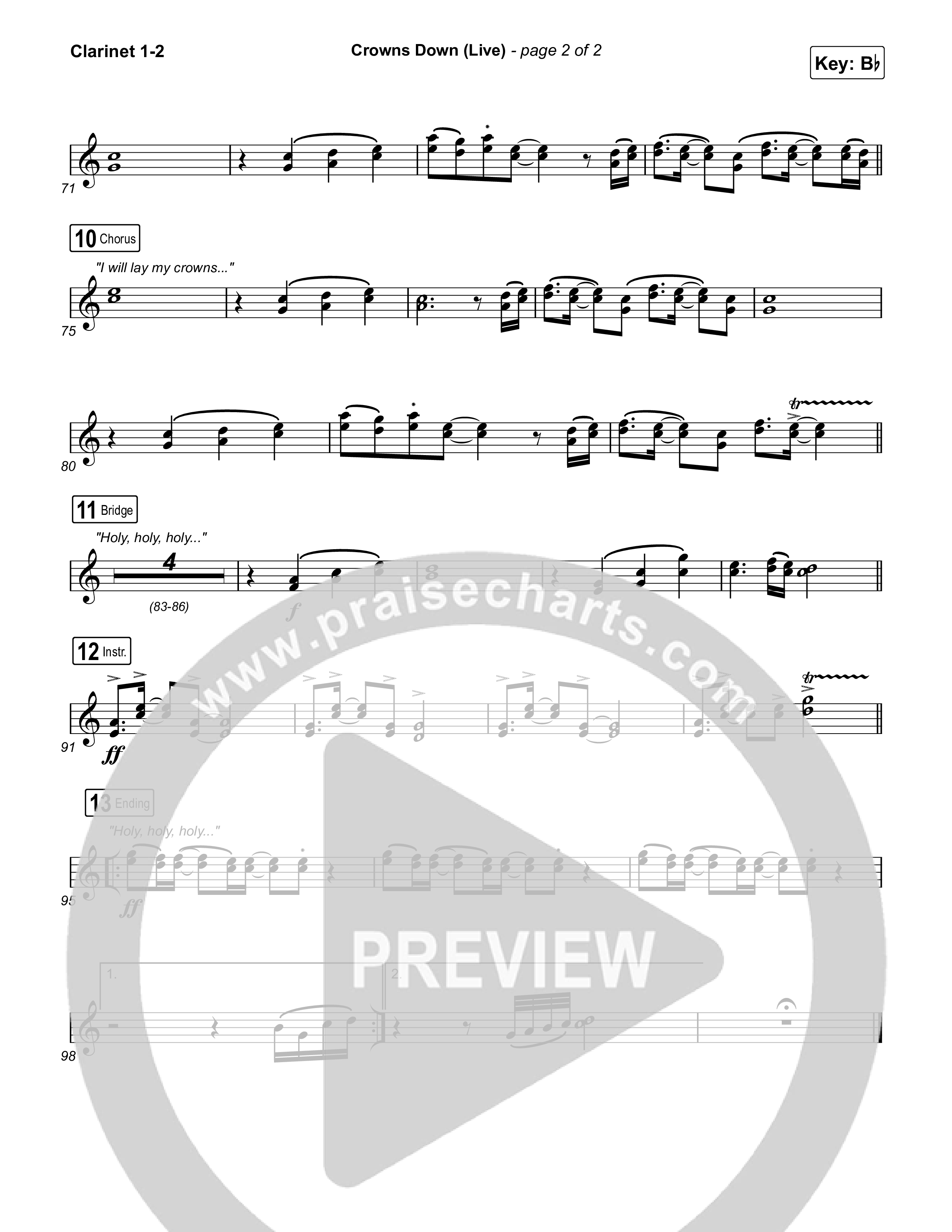 Crowns Down (Live) Clarinet 1/2 (Gateway Worship / Josh Baldwin)