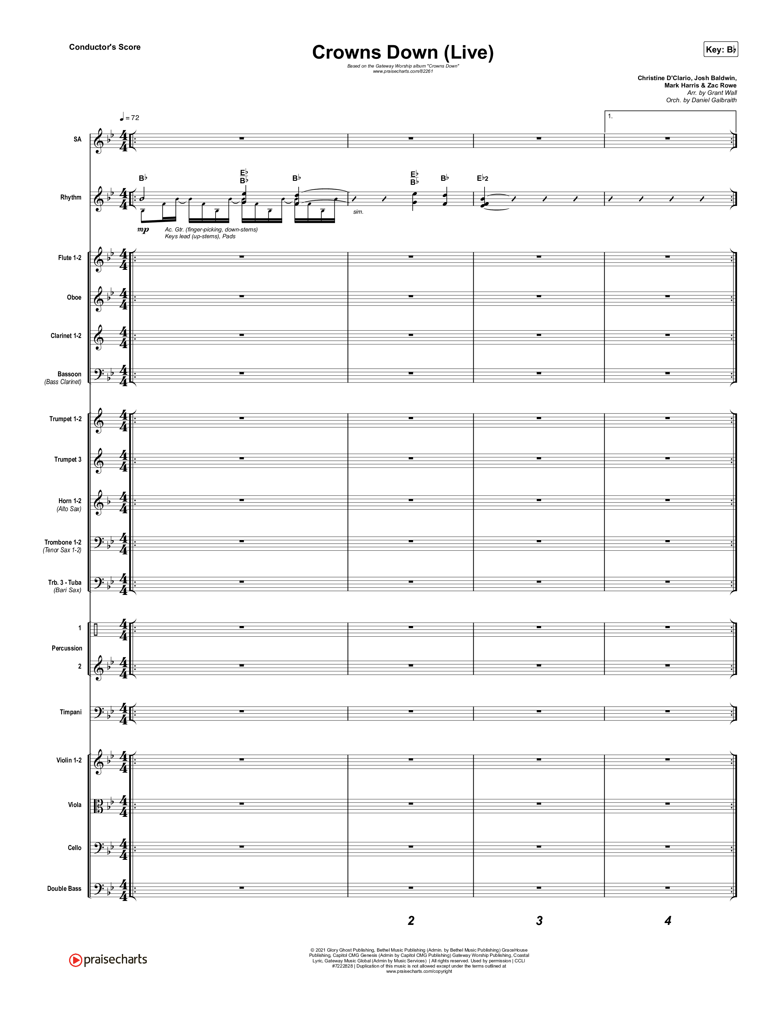 Crowns Down (Live) Conductor's Score (Gateway Worship / Josh Baldwin)