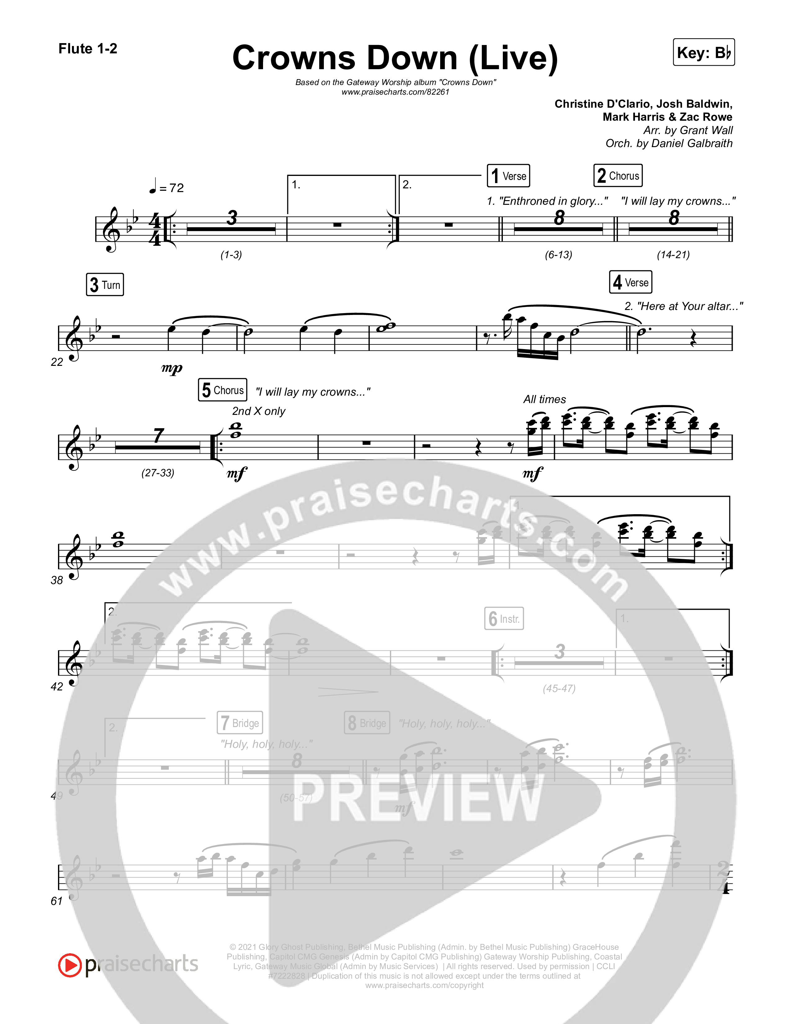 Crowns Down (Live) Flute 1,2 (Gateway Worship / Josh Baldwin)