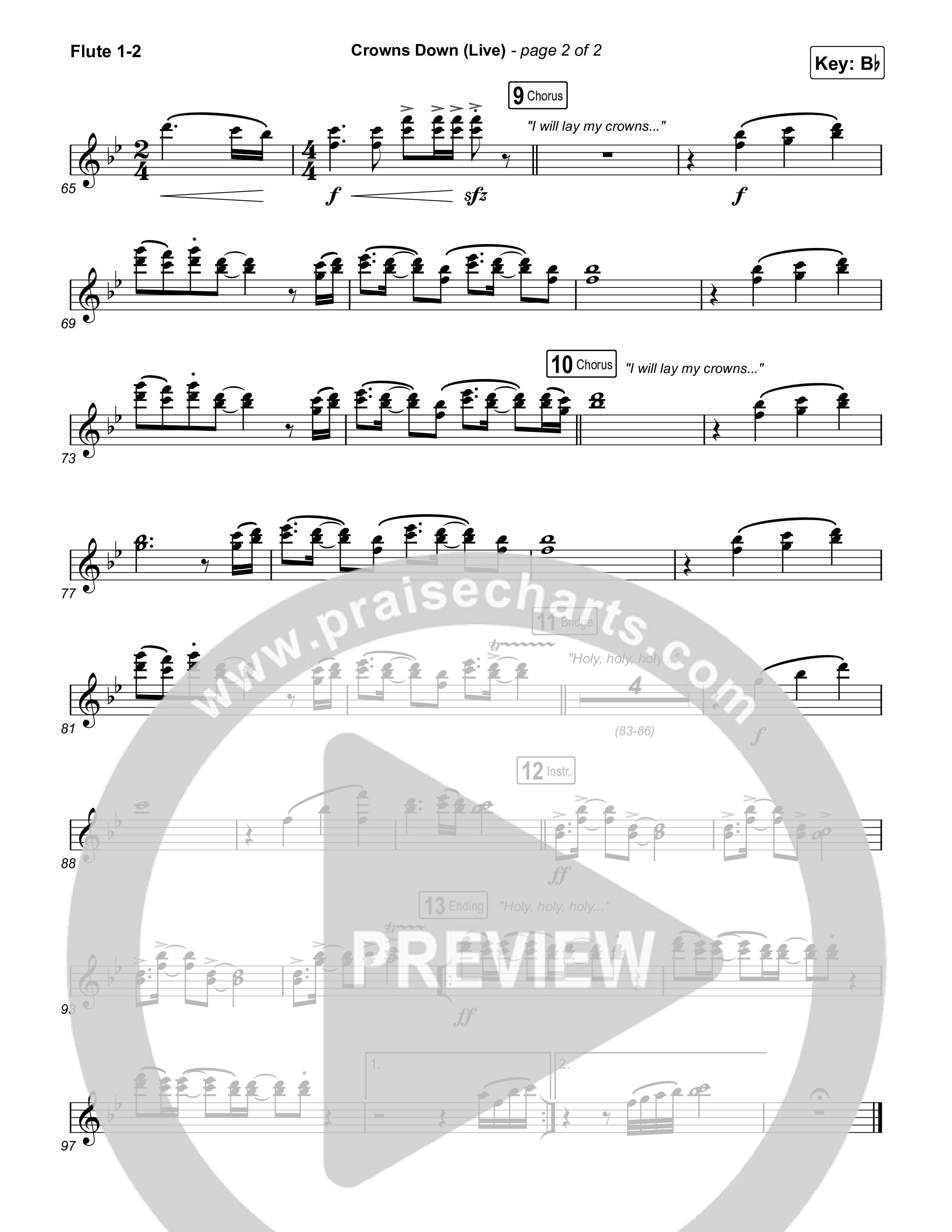 Crowns Down (Live) Flute 1,2 (Gateway Worship / Josh Baldwin)