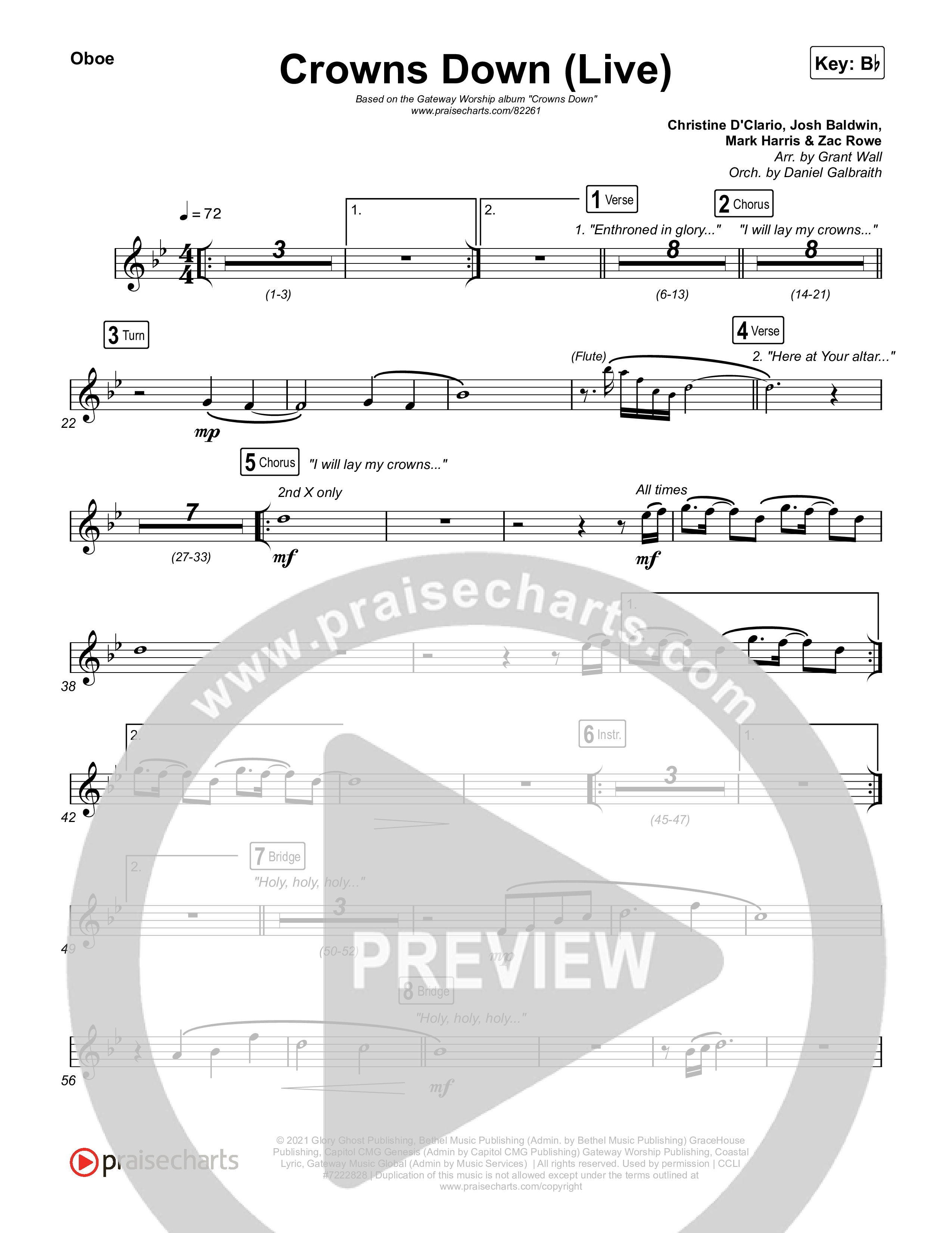 Crowns Down (Live) Oboe (Gateway Worship / Josh Baldwin)