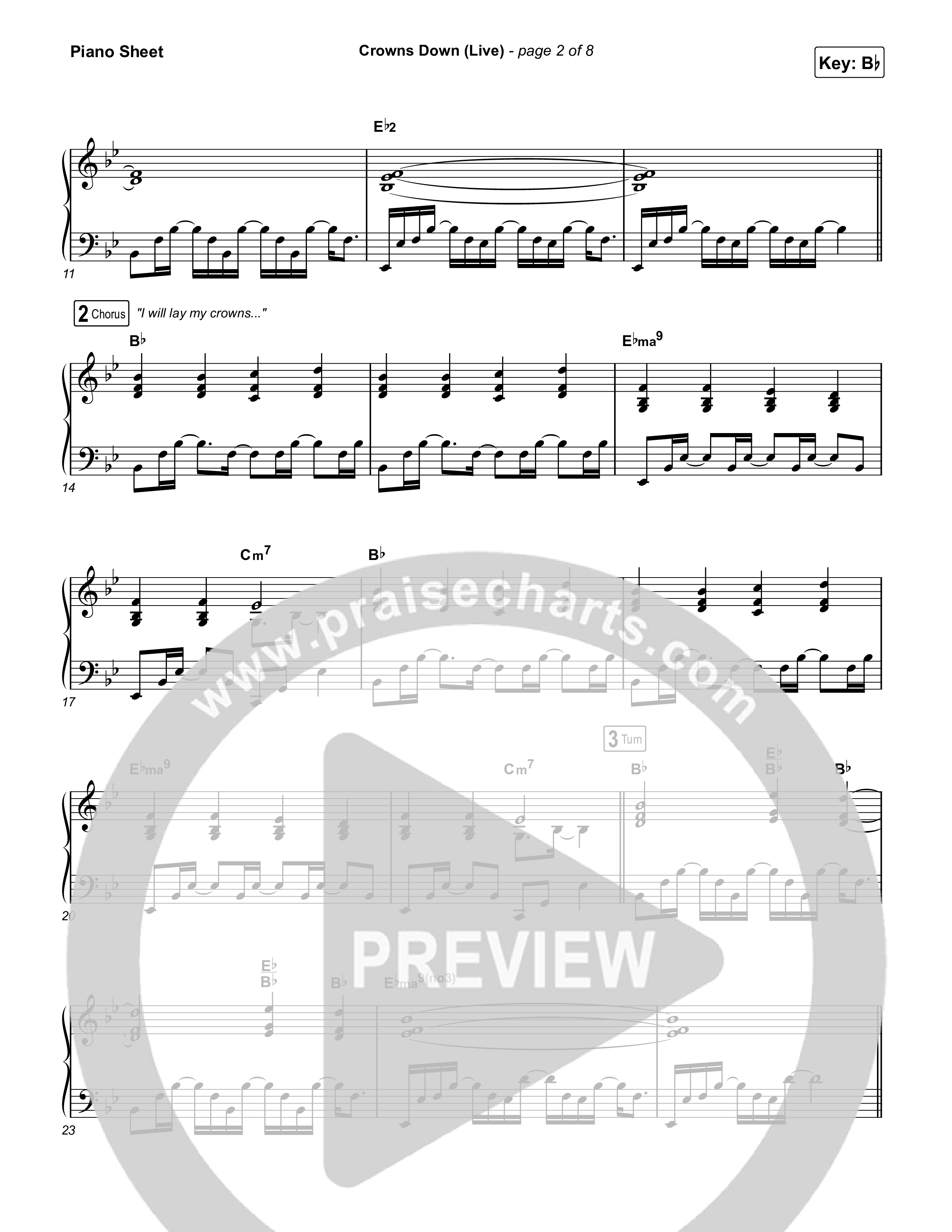 Crowns Down (Live) Piano Sheet (Gateway Worship / Josh Baldwin)