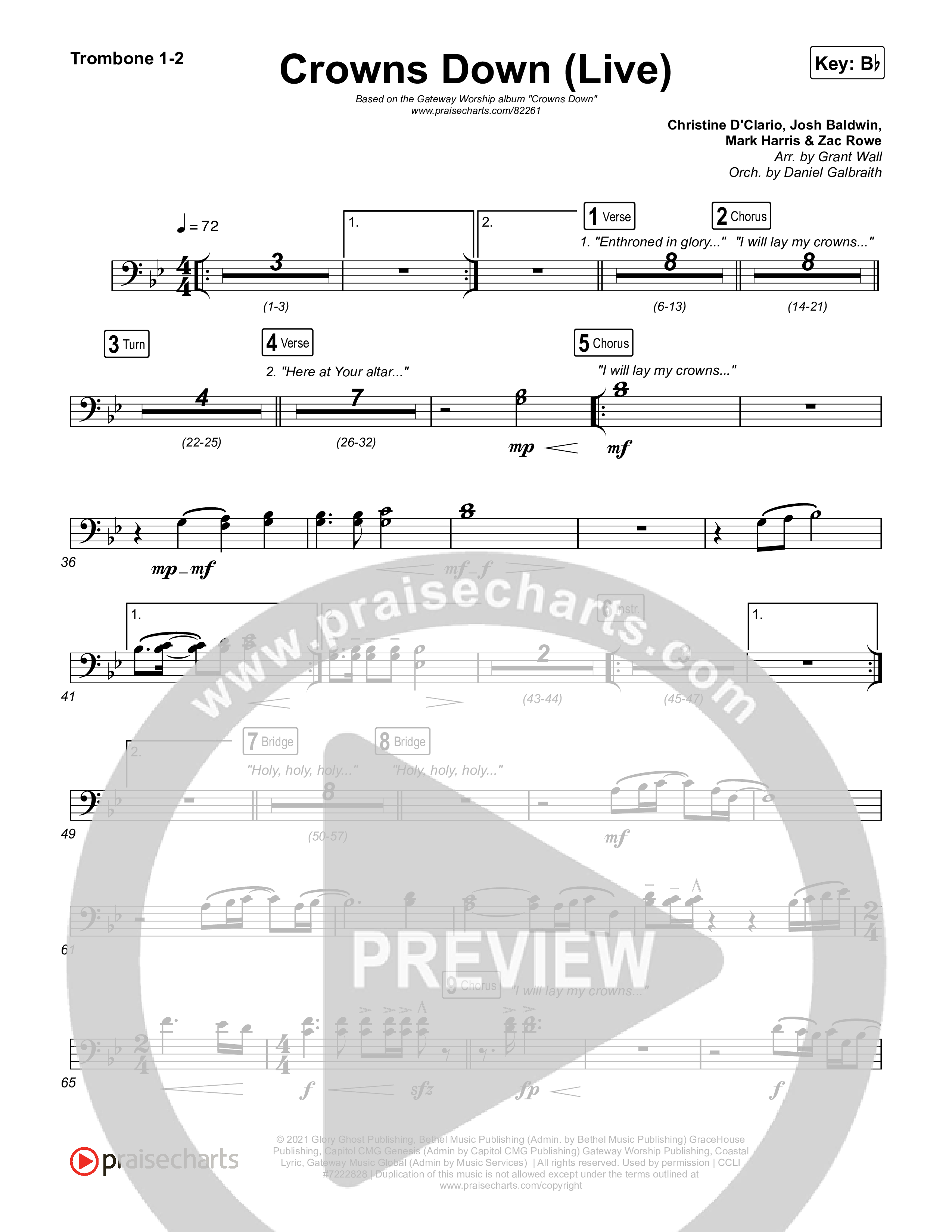 Crowns Down (Live) Trombone 1/2 (Gateway Worship / Josh Baldwin)