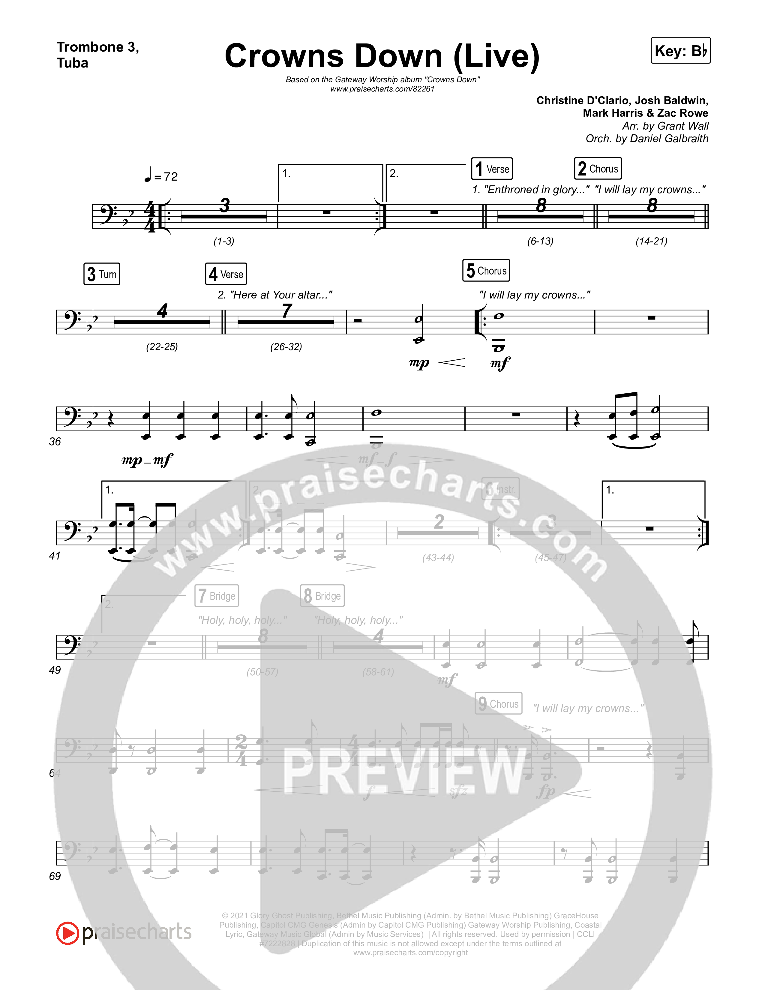 Crowns Down (Live) Trombone 1,2 (Gateway Worship / Josh Baldwin)