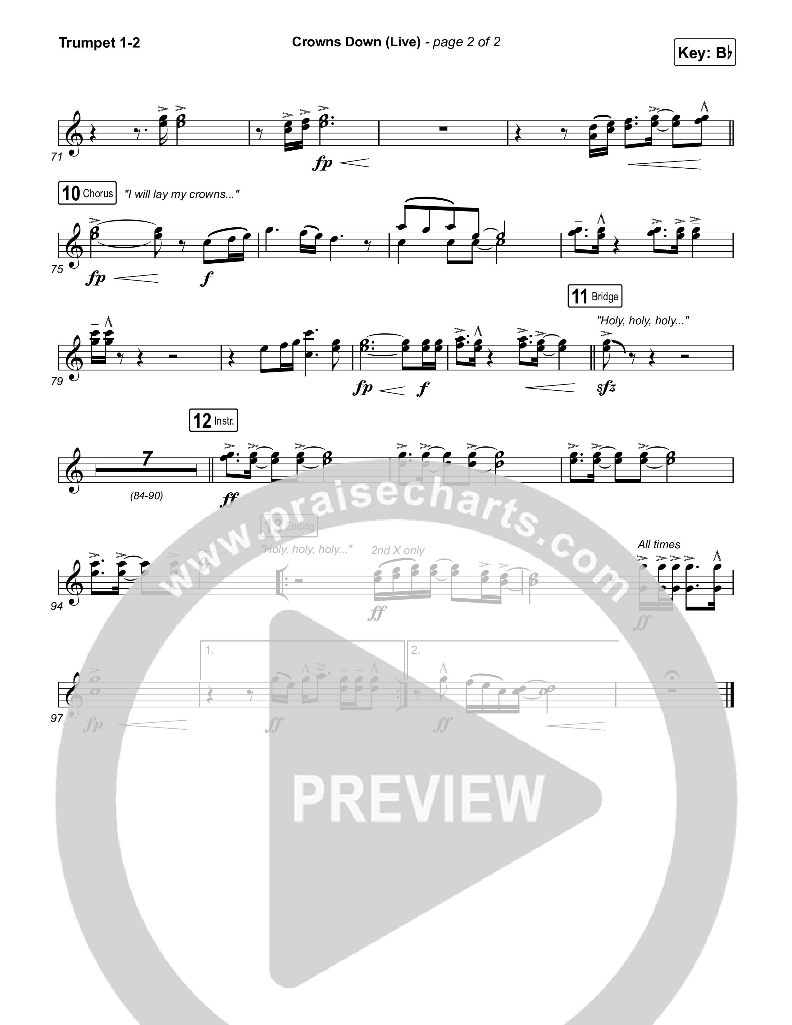 Crowns Down (Live) Trumpet 1,2 (Gateway Worship / Josh Baldwin)