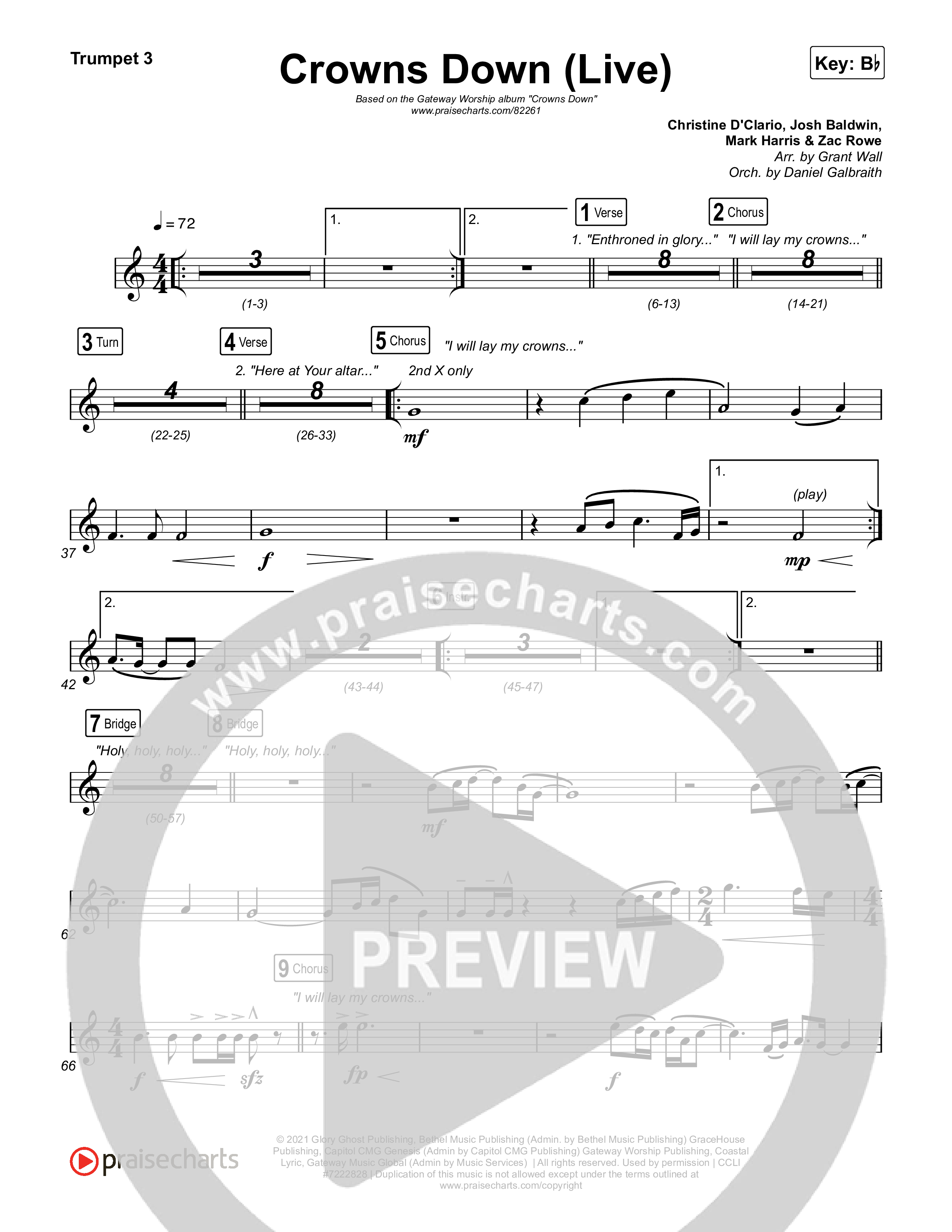 Crowns Down (Live) Trumpet 1,2 (Gateway Worship / Josh Baldwin)