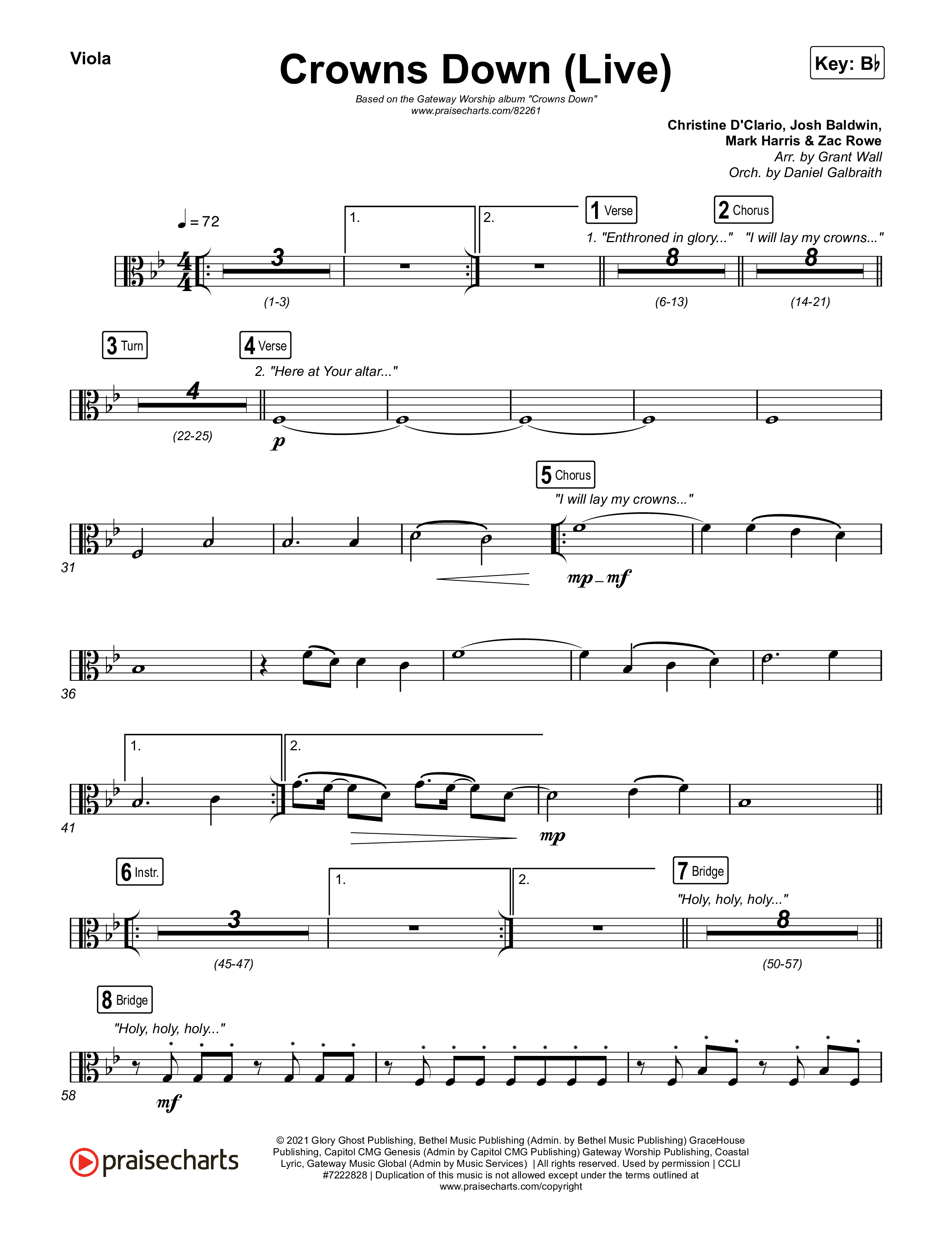 Crowns Down (Live) Viola (Gateway Worship / Josh Baldwin)