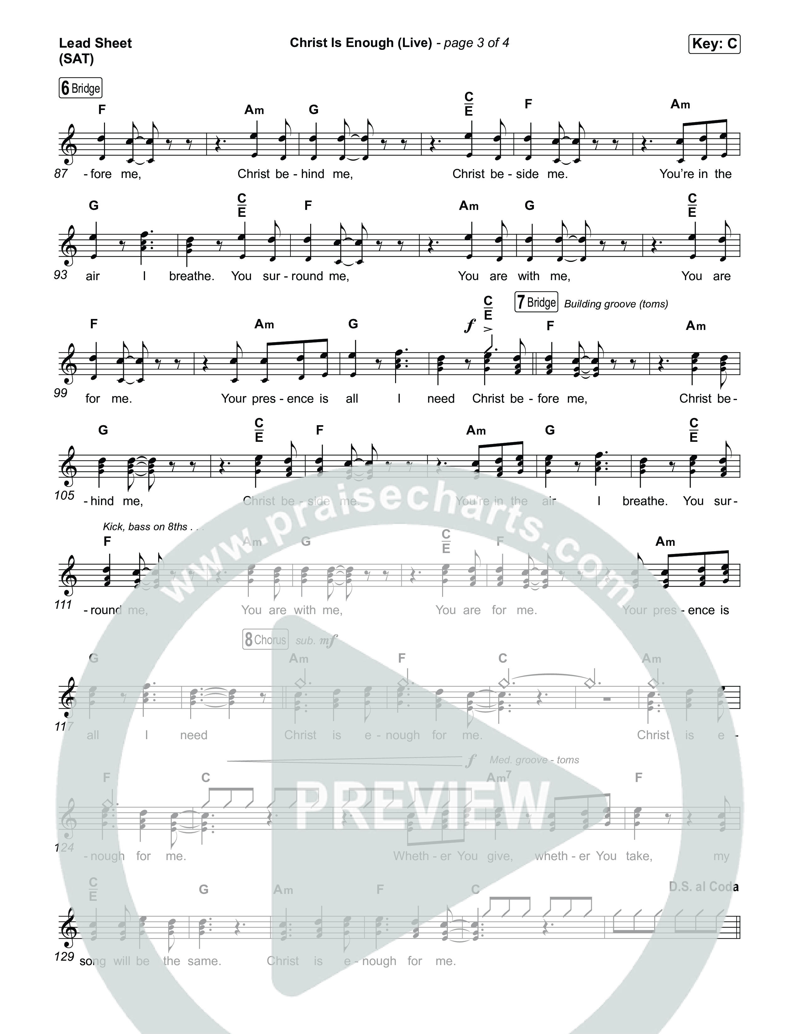 Christ Is Enough (Live) Lead Sheet (SAT) (Gateway Worship / David Mwonga)