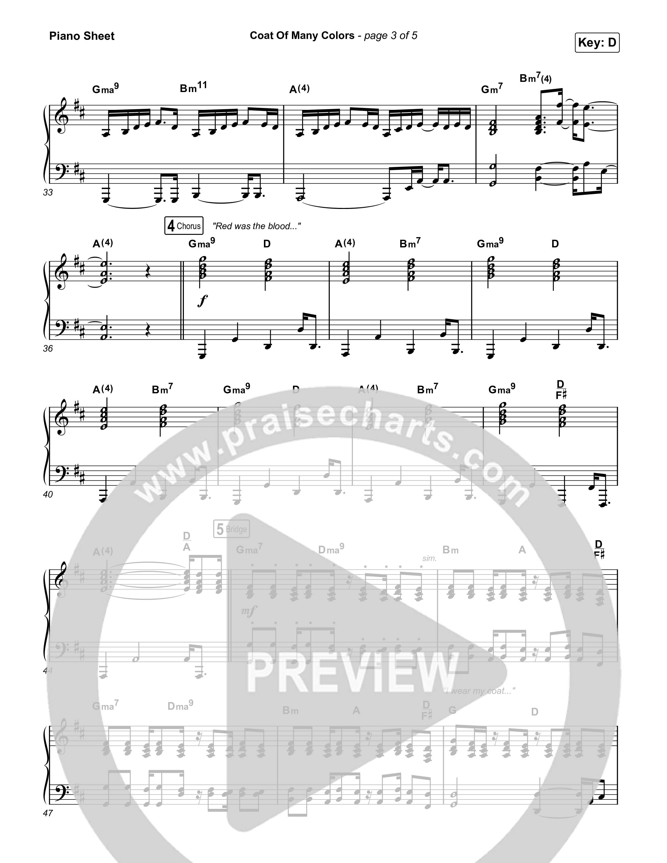 Coat Of Many Colors Piano Sheet (Brandon Lake)