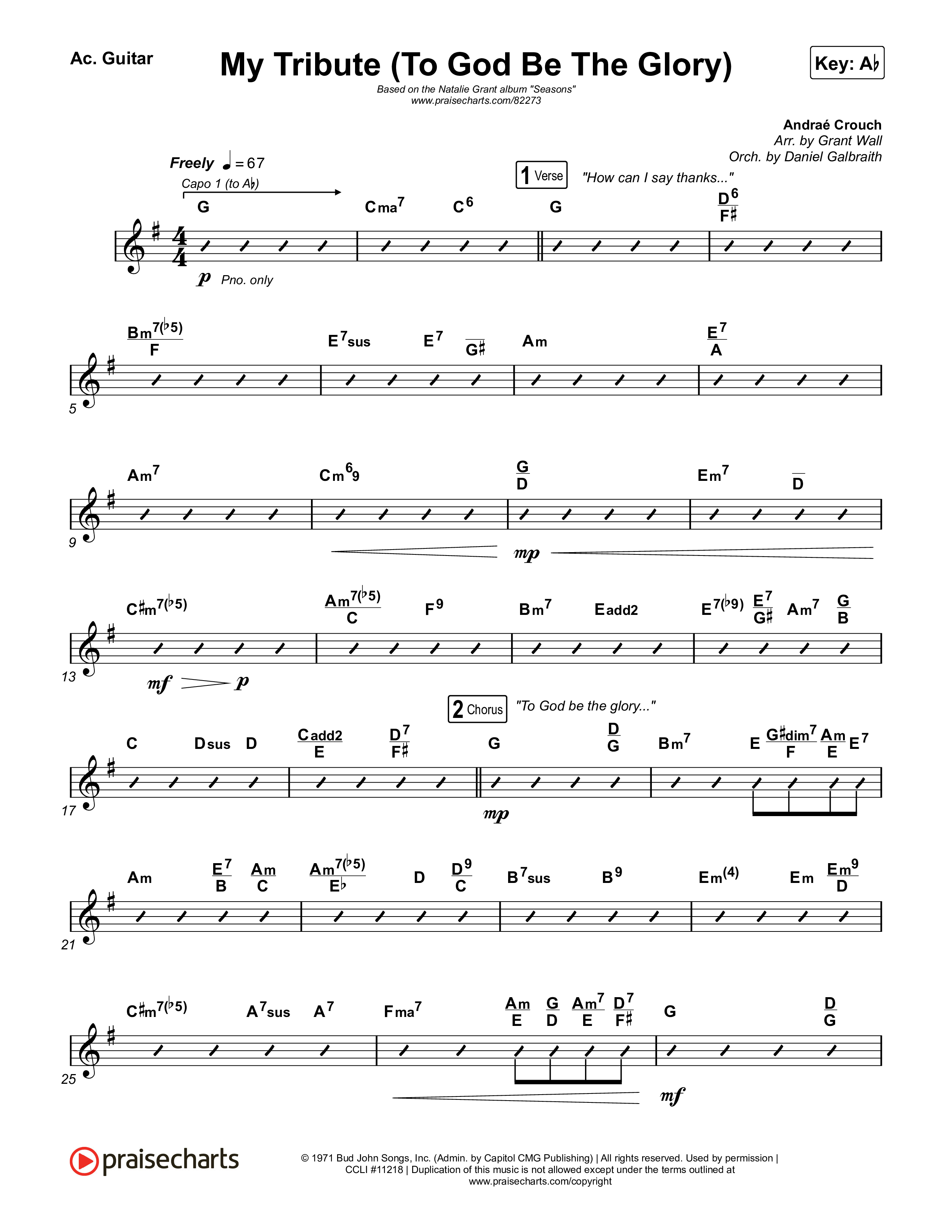 My Tribute (To God Be The Glory) Acoustic Guitar (Natalie Grant / CeCe Winans)