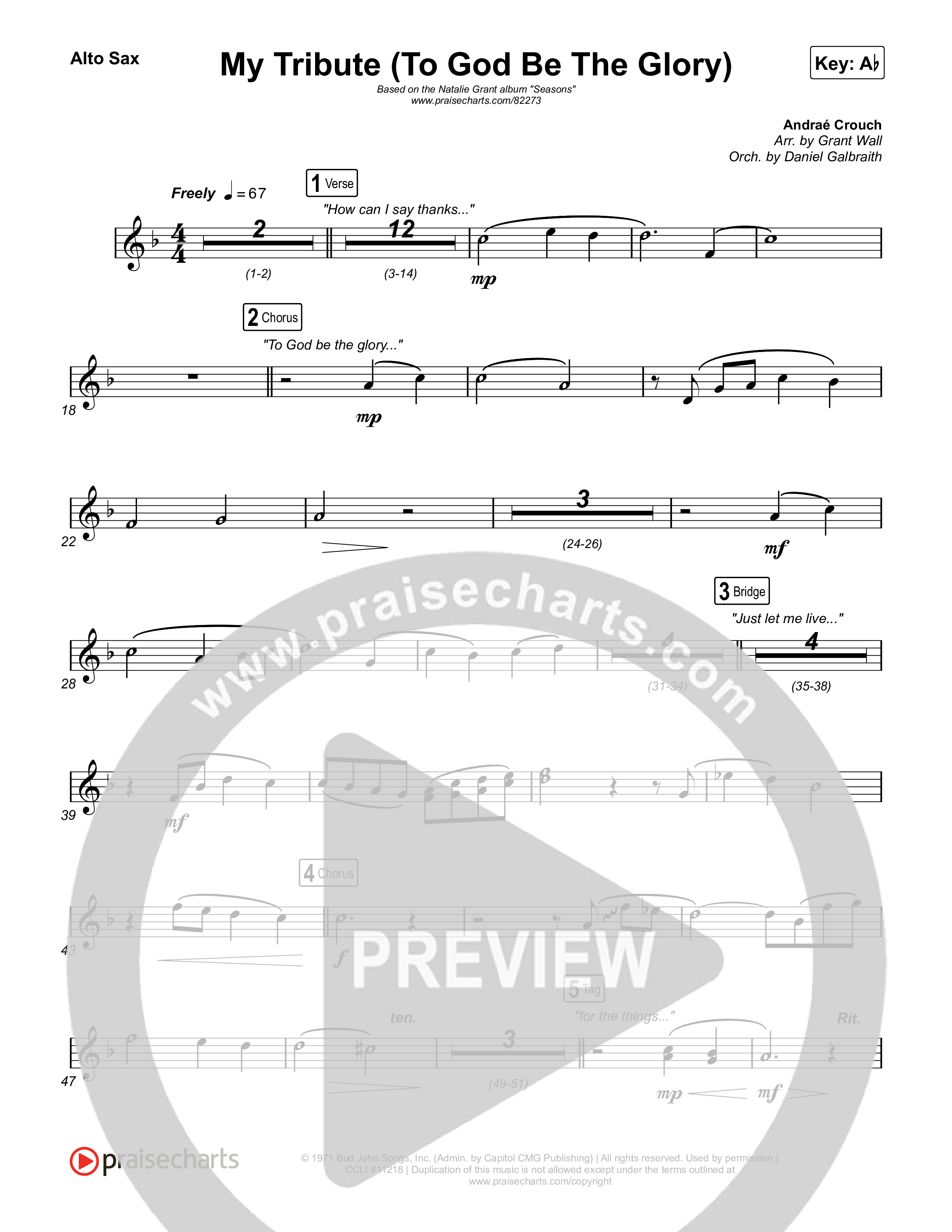 My Tribute (To God Be The Glory) Sax Pack (Natalie Grant / CeCe Winans)