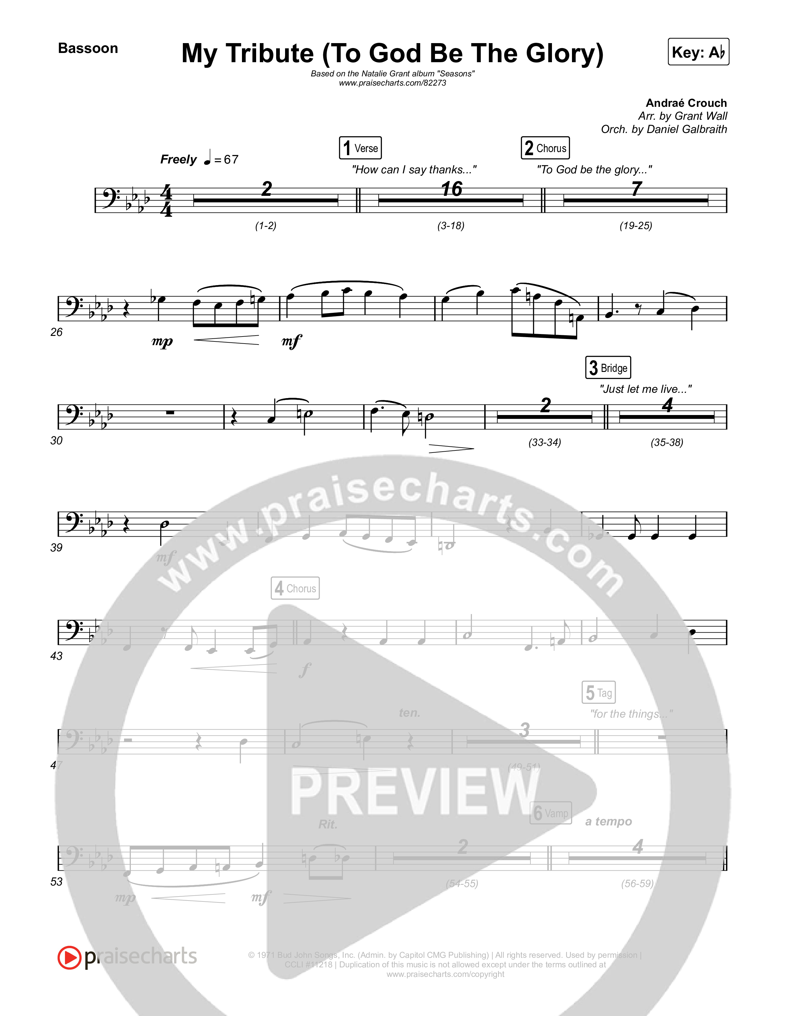 My Tribute (To God Be The Glory) Bassoon (Natalie Grant / CeCe Winans)