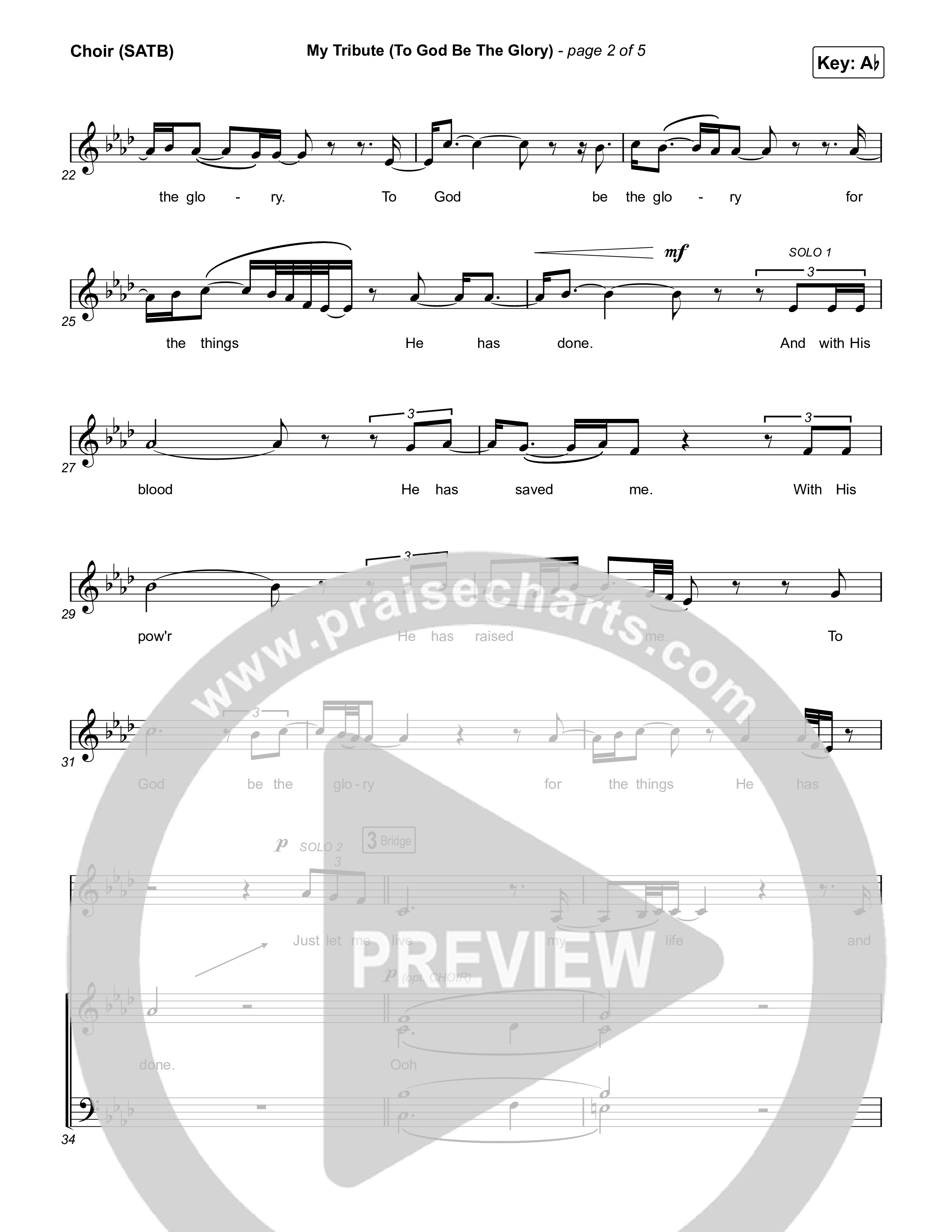 My Tribute (To God Be The Glory) Choir Sheet (SATB) (Natalie Grant / CeCe Winans)