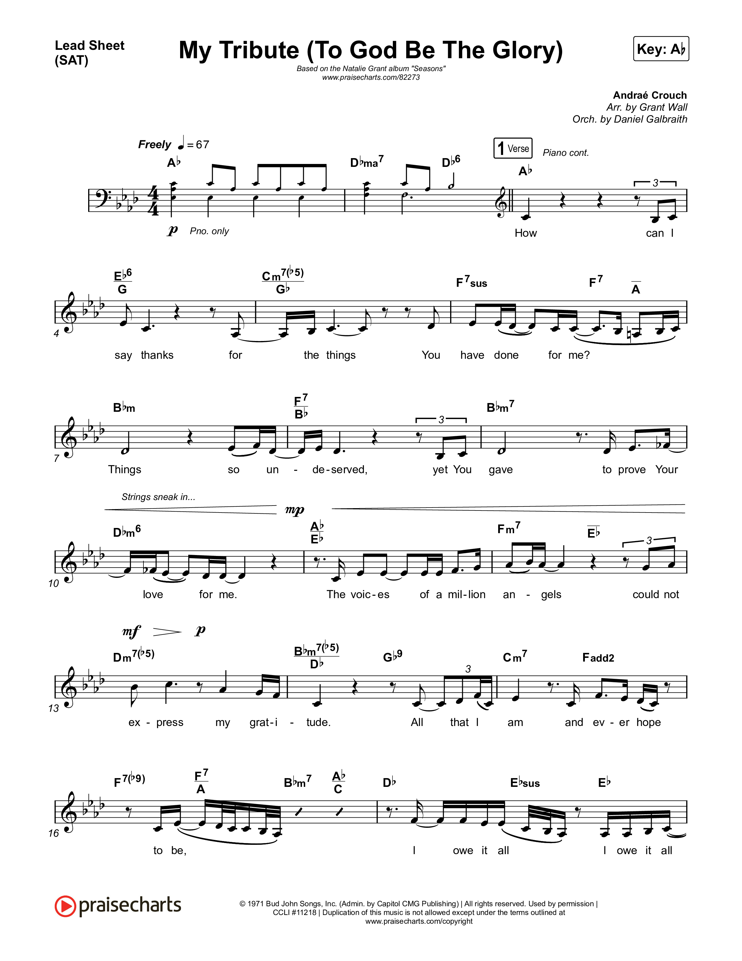 My Tribute (To God Be The Glory) Lead Sheet (SAT) (Natalie Grant / CeCe Winans)