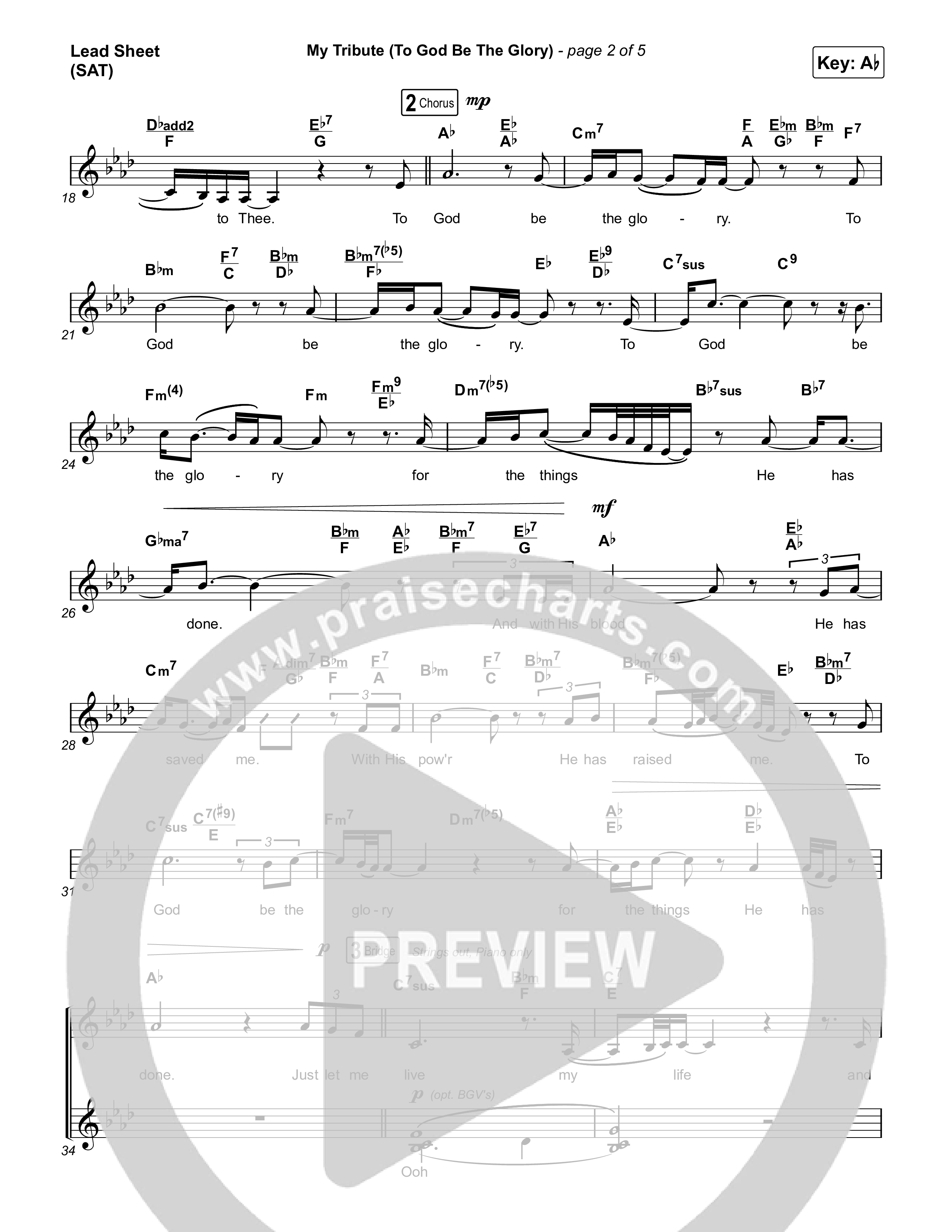 My Tribute (To God Be The Glory) Lead Sheet (SAT) (Natalie Grant / CeCe Winans)