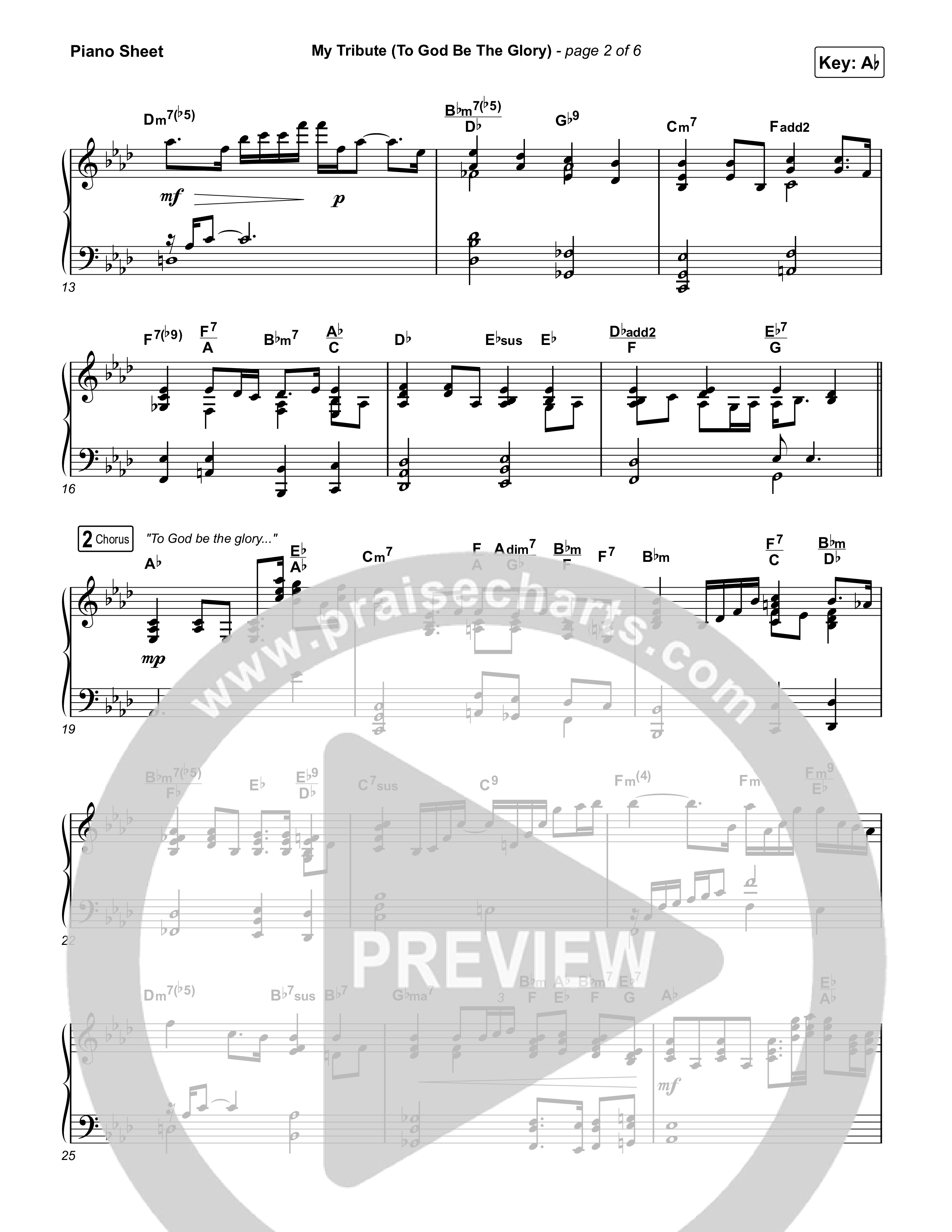 My Tribute (To God Be The Glory) Piano Sheet (Natalie Grant / CeCe Winans)