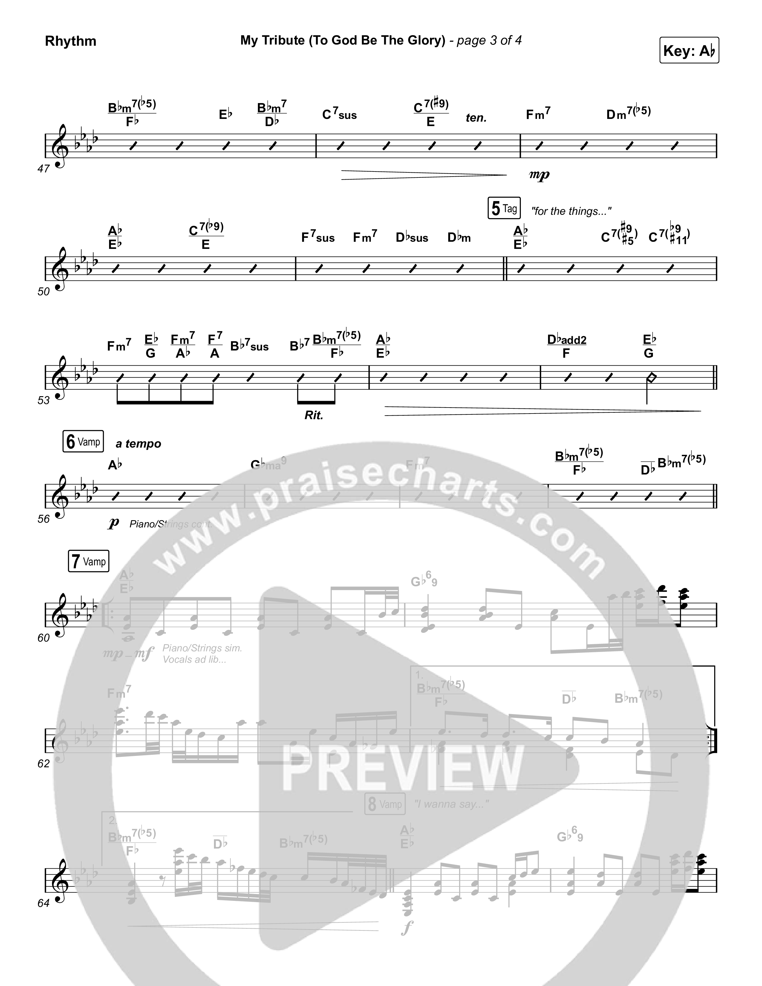 My Tribute (To God Be The Glory) Rhythm Chart (Natalie Grant / CeCe Winans)