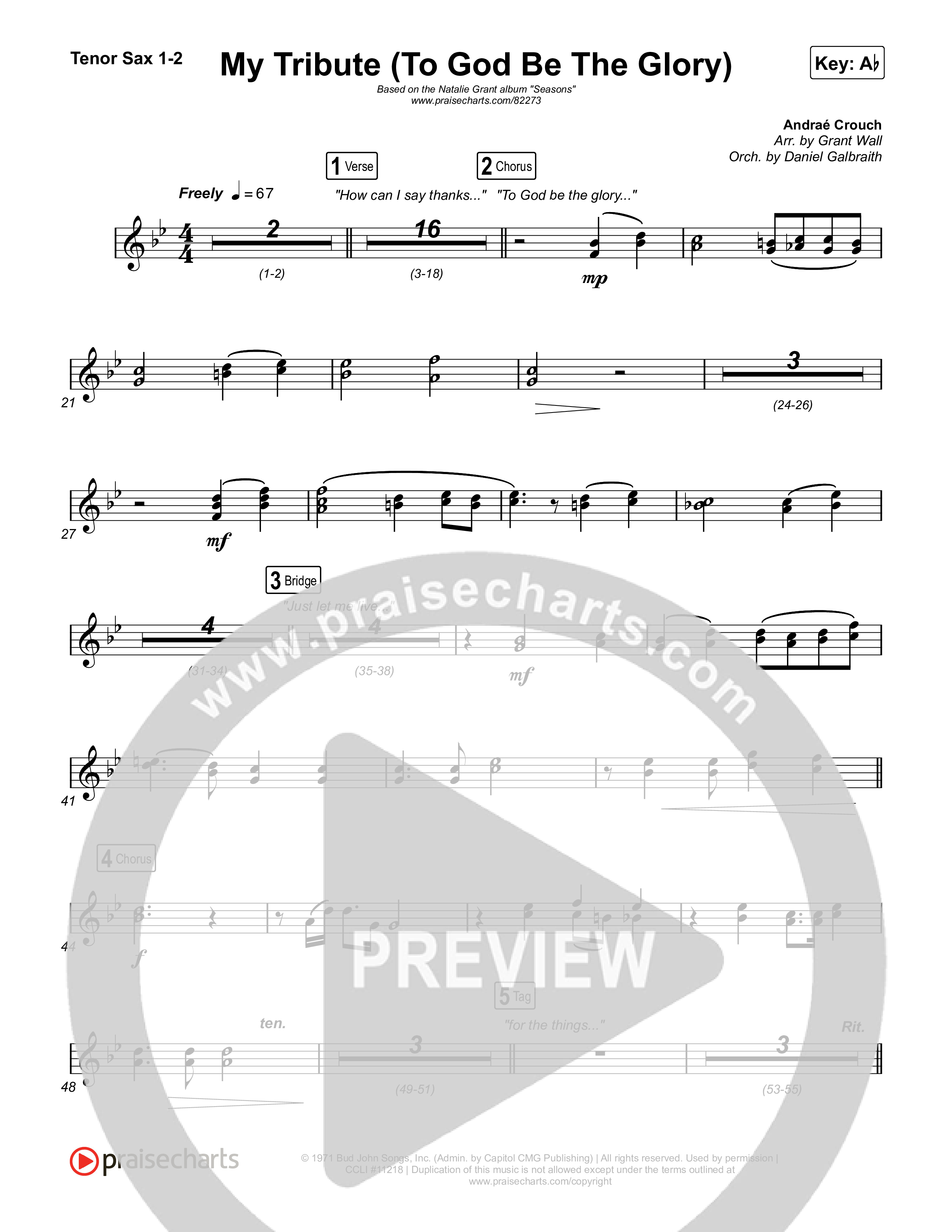 My Tribute (To God Be The Glory) Sax Pack (Natalie Grant / CeCe Winans)