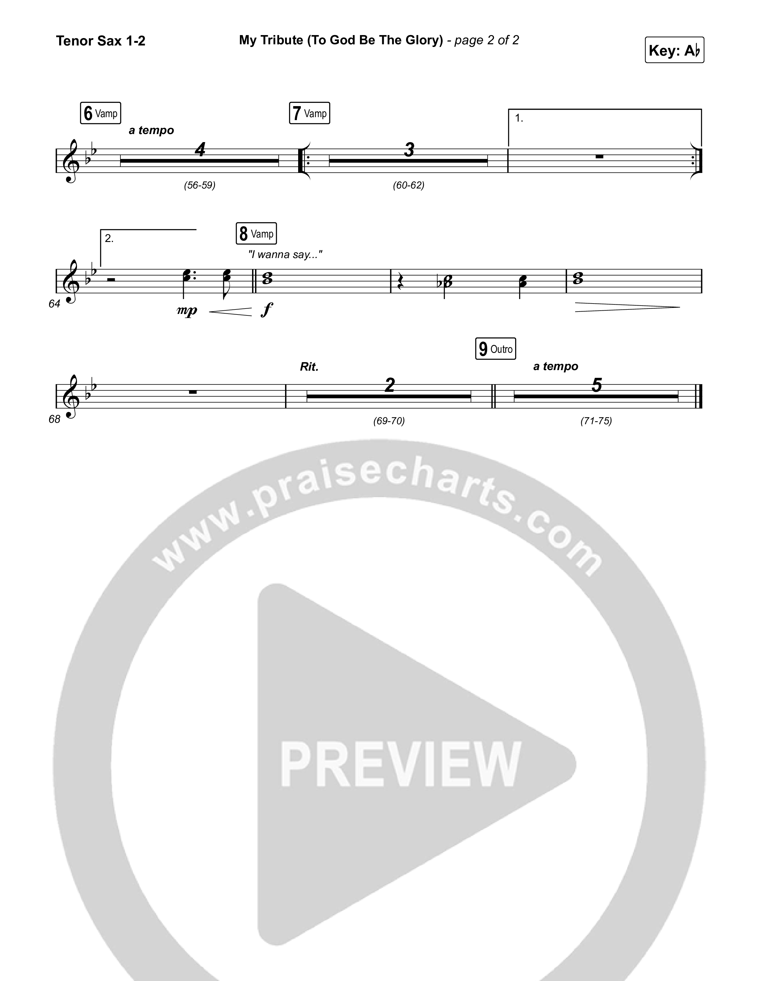 My Tribute (To God Be The Glory) Tenor Sax 1,2 (Natalie Grant / CeCe Winans)