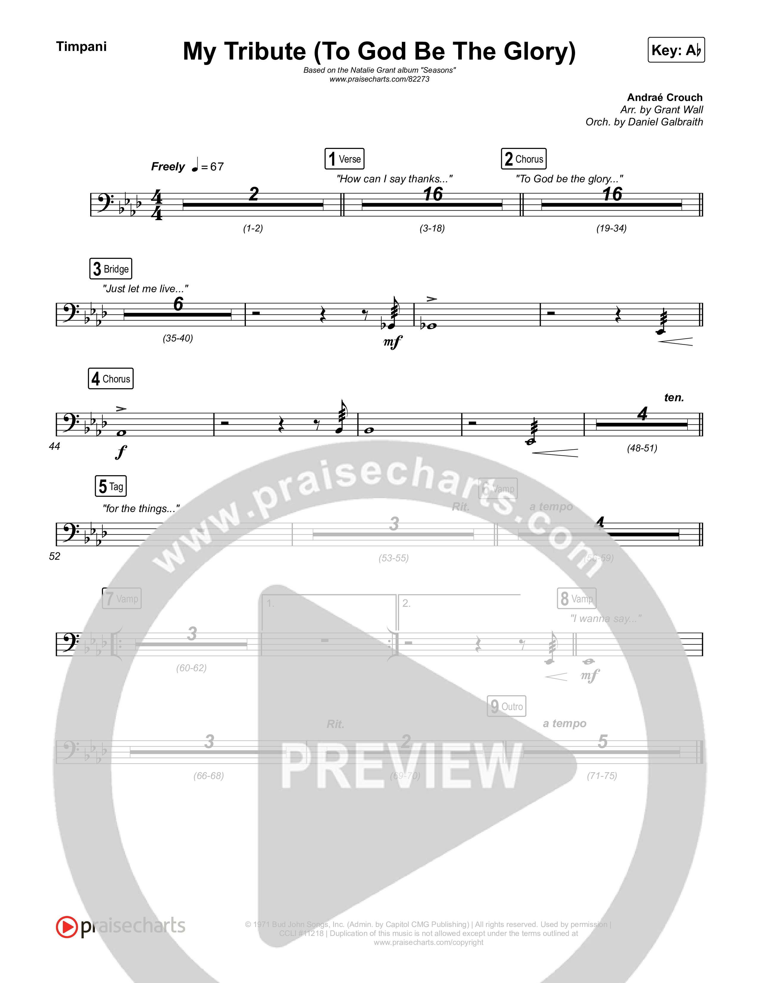 My Tribute (To God Be The Glory) Timpani (Natalie Grant / CeCe Winans)