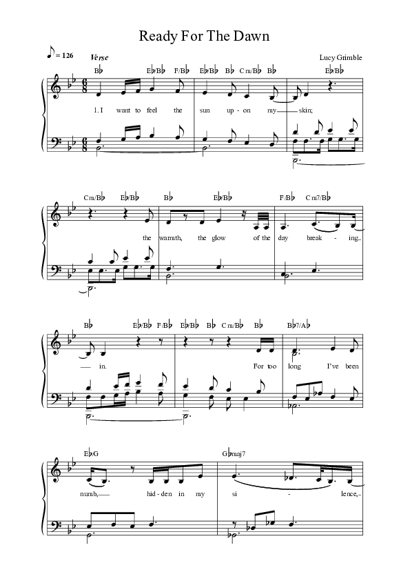 Ready For The Dawn Lead Sheet Melody (Lucy Grimble)