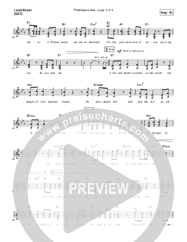 Precious Love (Choral Anthem SATB) Lead Sheet (SAT) (Chris Tomlin / Arr. Mason Brown)