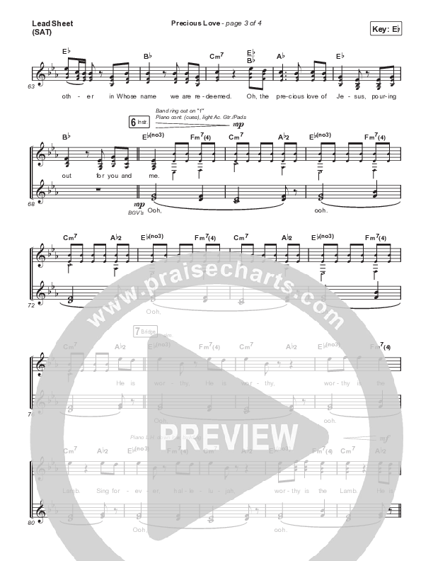 Precious Love (Choral Anthem SATB) Lead Sheet (SAT) (Chris Tomlin / Arr. Mason Brown)