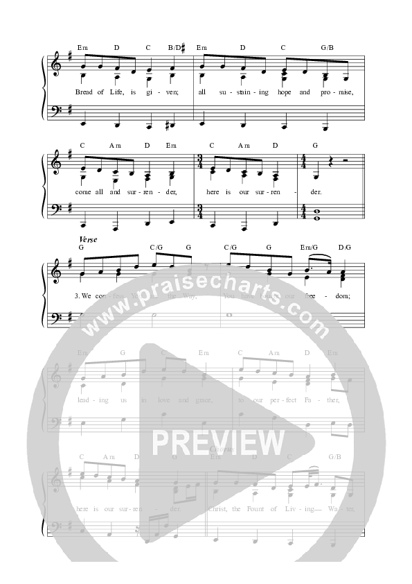 Here Is Our Surrender (Live) Lead Sheet Melody (REVERE / Mitch Wong / Steph Wong)